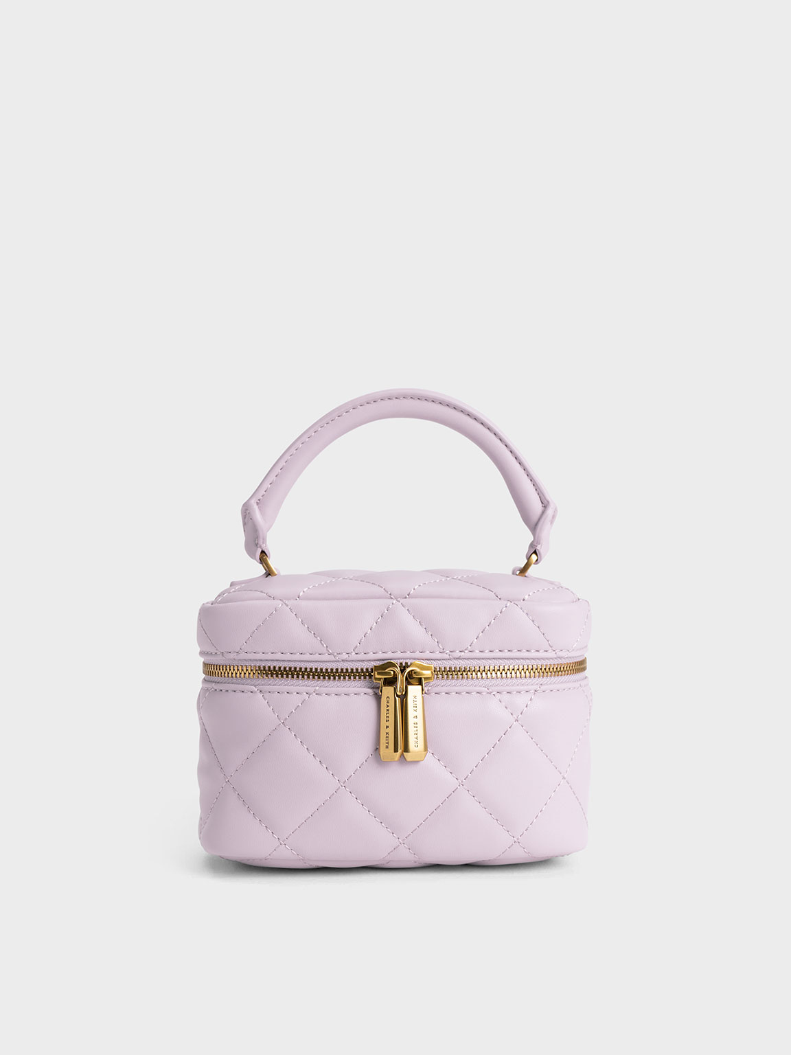 Charles & Keith Quilted Vanity Pouch In Lilac