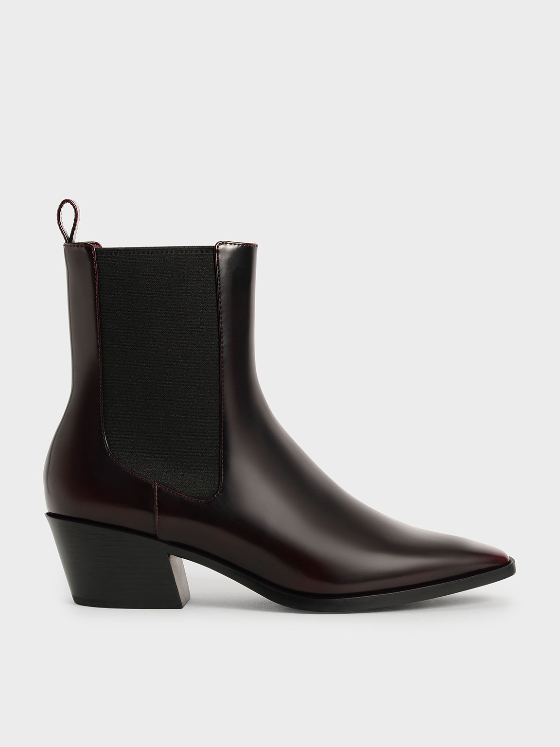 

Slanted Heel Chelsea Boots, Burgundy
