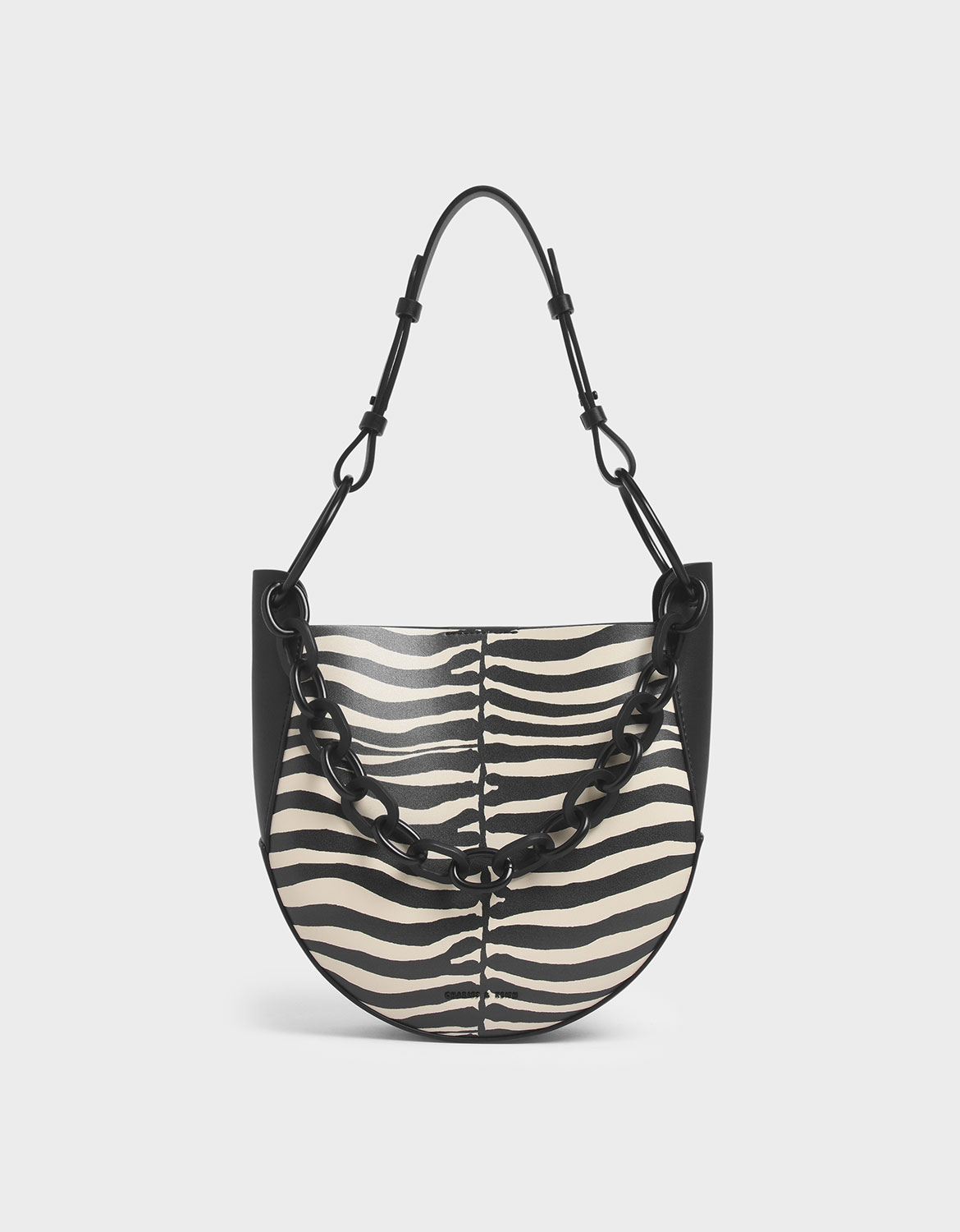 

Zebra Print Chunky Chain Link Hobo Bag, Multi