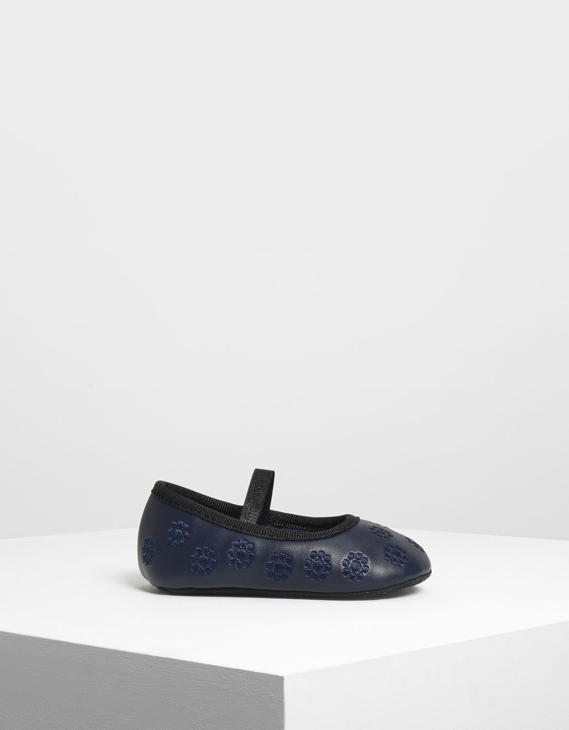 

Baby Girls' Floral Embroidered Mary Janes, Dark blue
