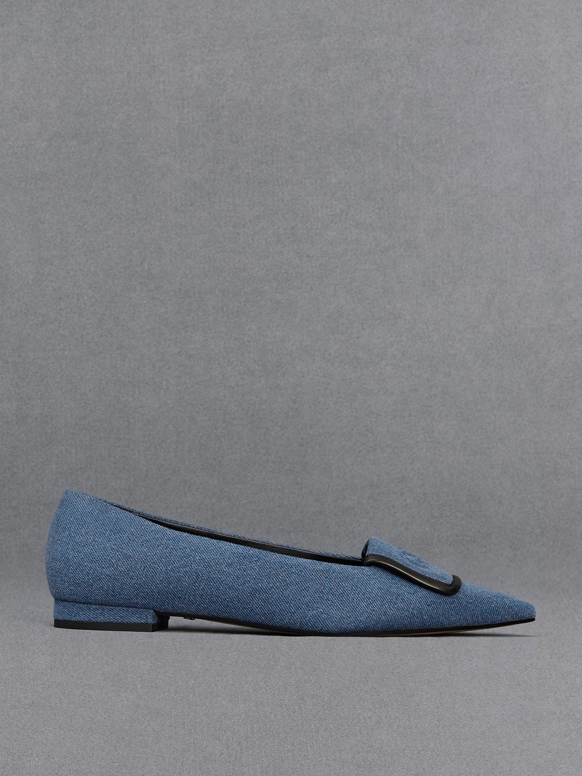 Leather & Denim Pointed-Toe Flats