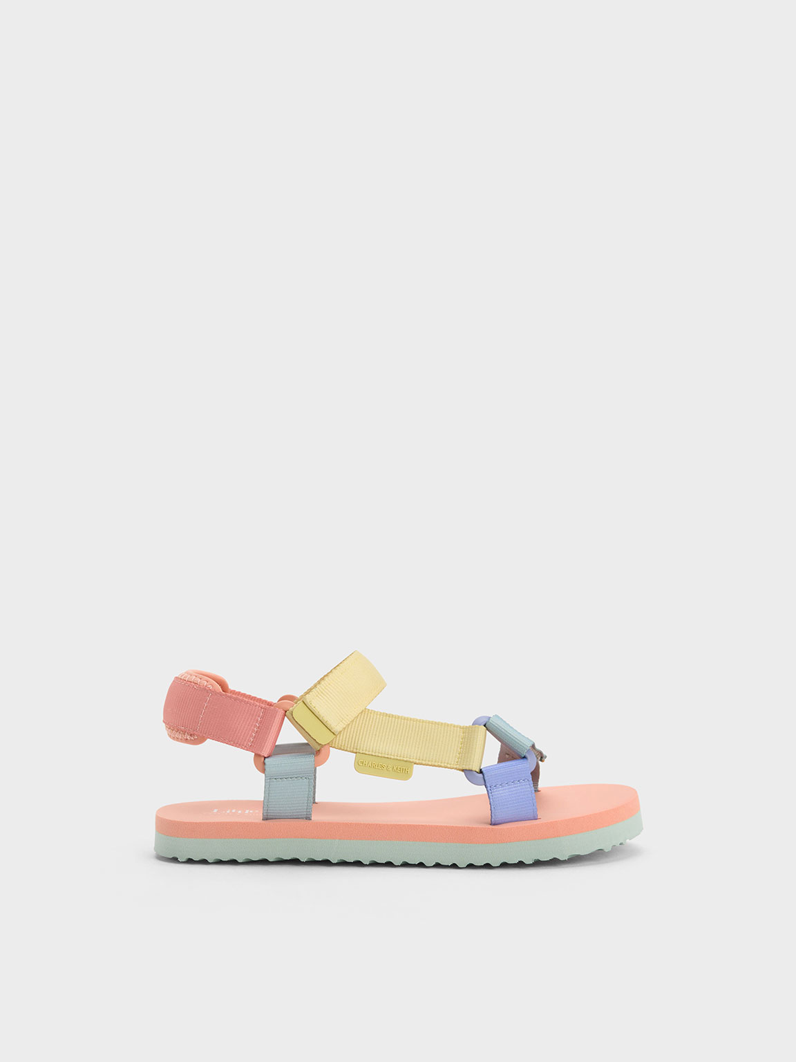 Charles & Keith Grosgrain Touch-strap Sandals In Peach