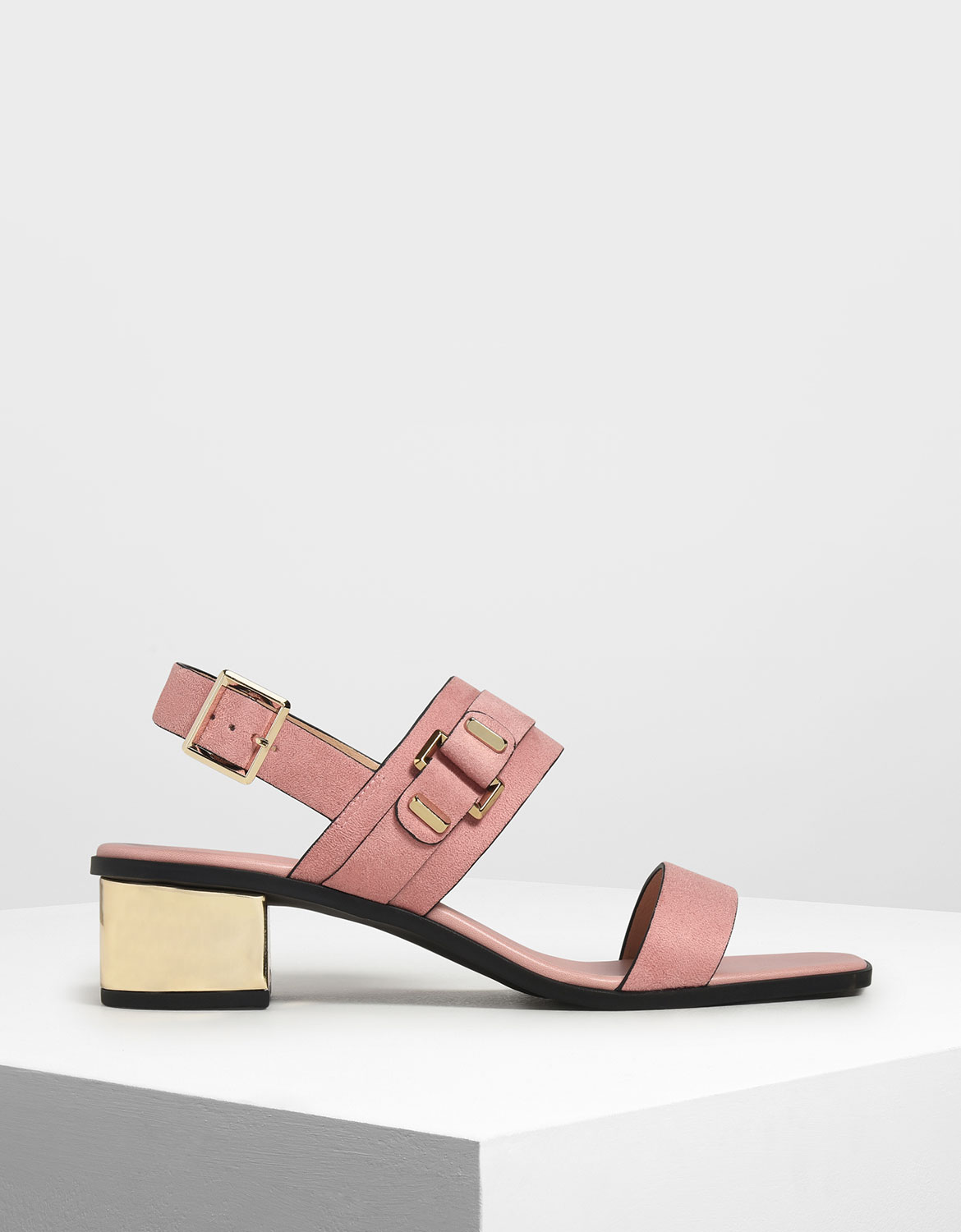 

Chrome Block Heel Sandals, Blush