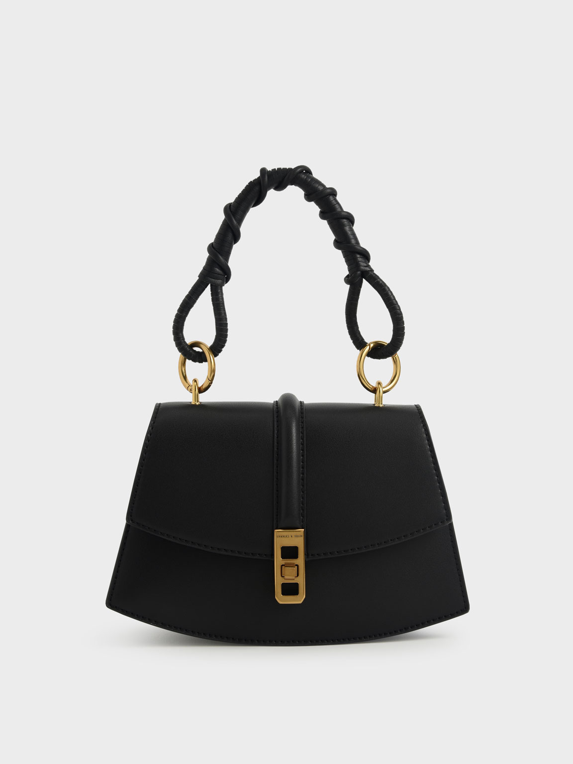 

Coiled Top Handle Bag, Black