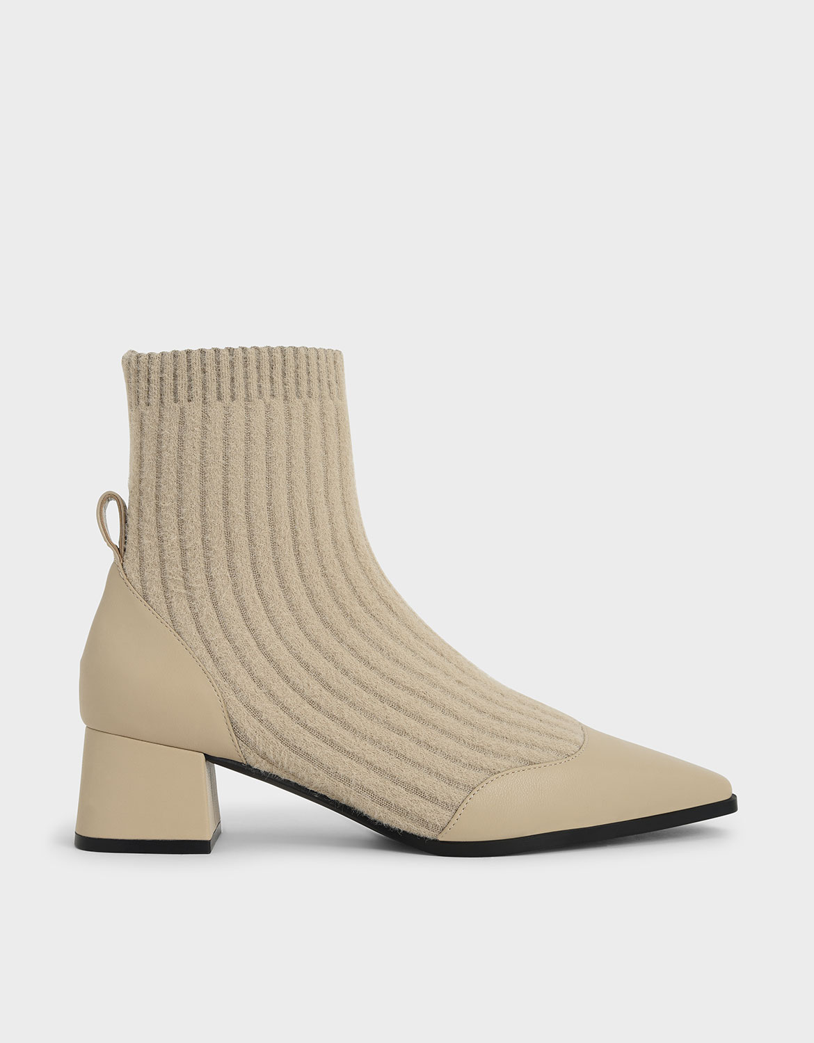 

Knit Ankle Sock Boots, Beige