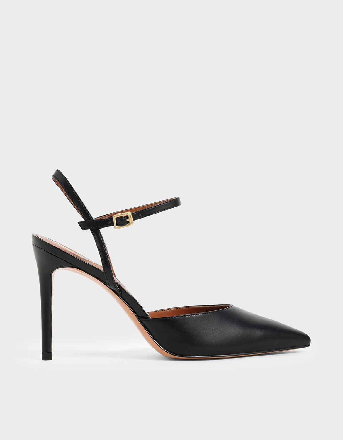 

Pointed Toe Ankle Strap Pumps, Black