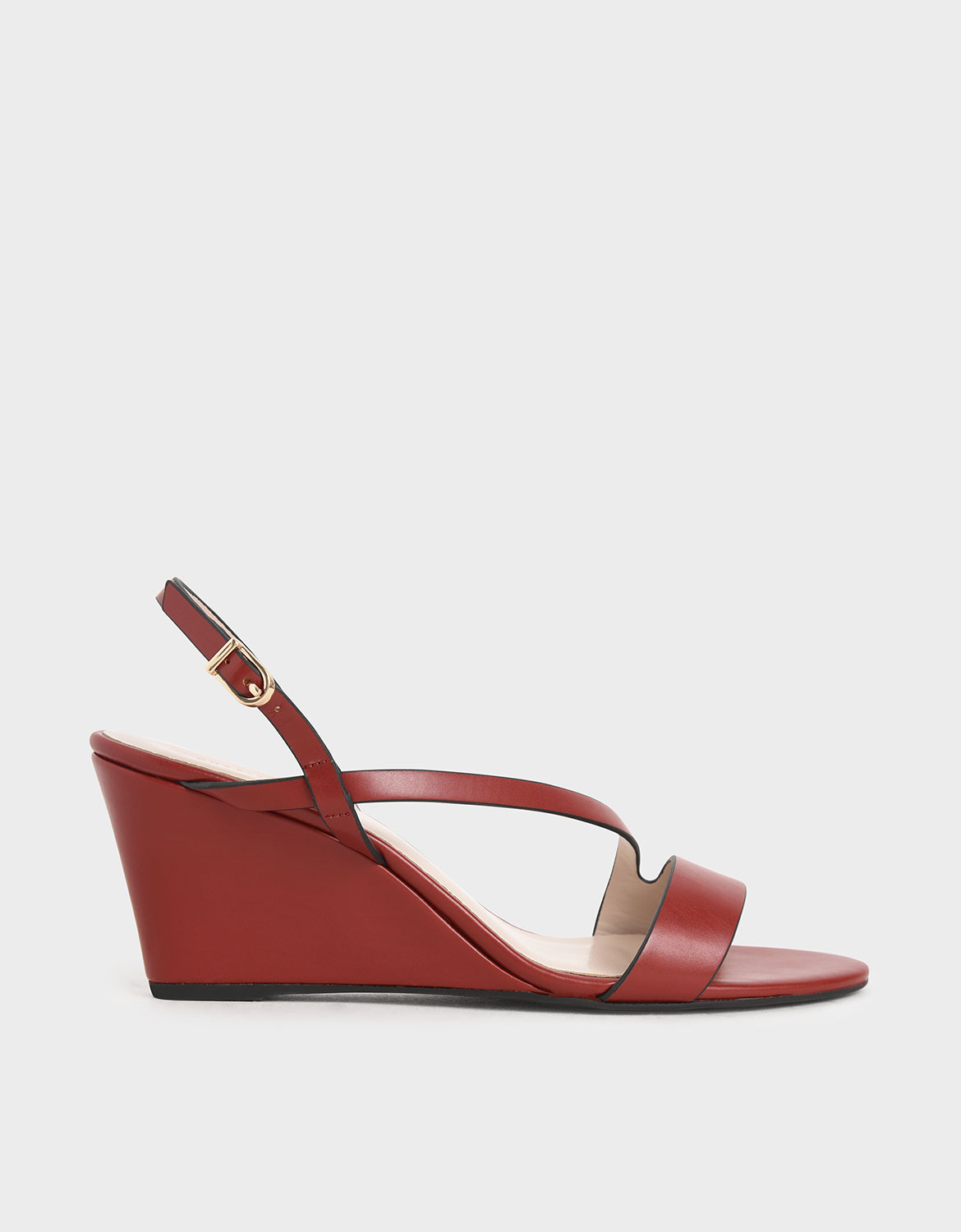 

Asymmetric Strap Platform Wedges, Red