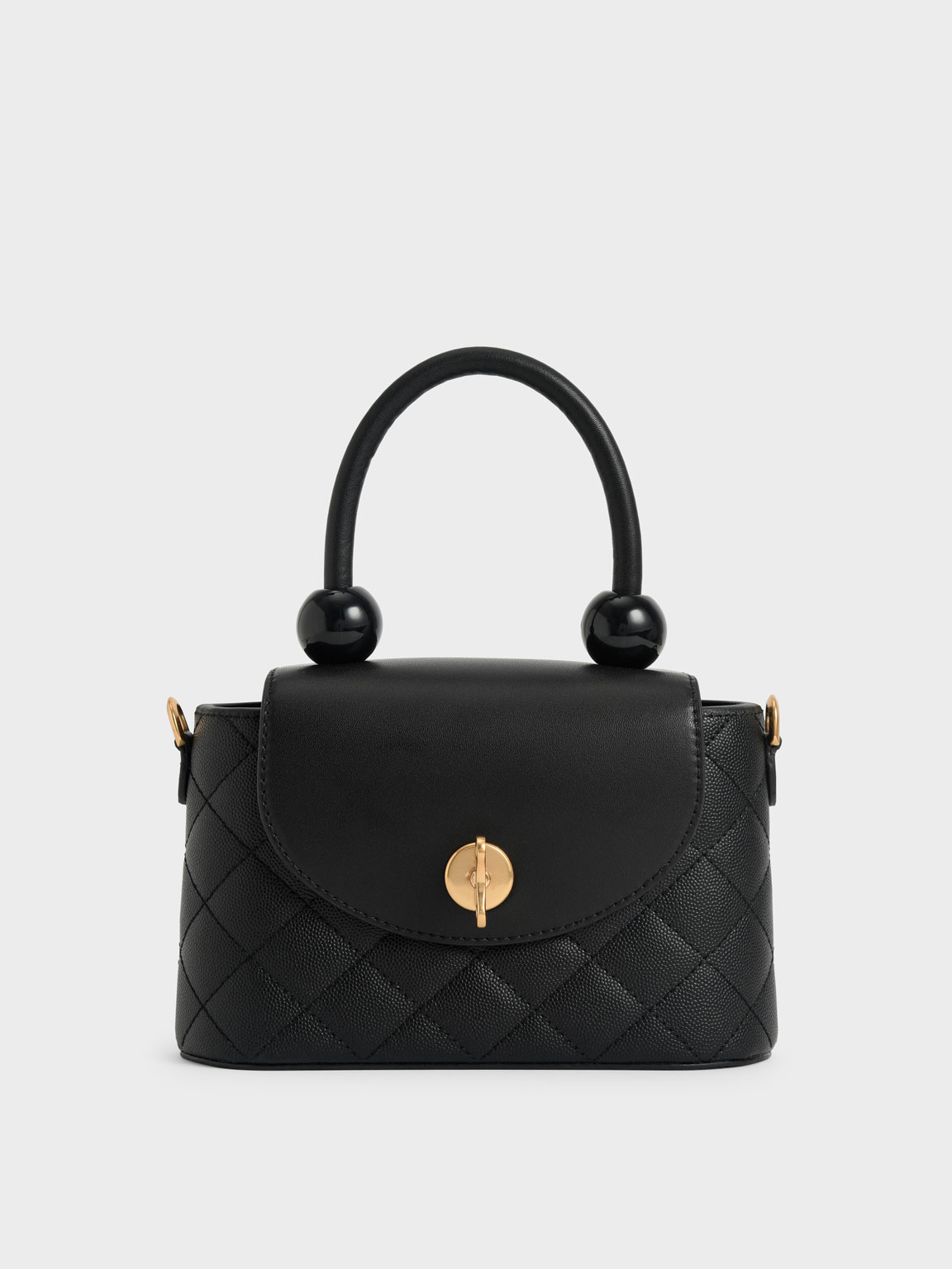 

Top Handle Circle Bag, Black