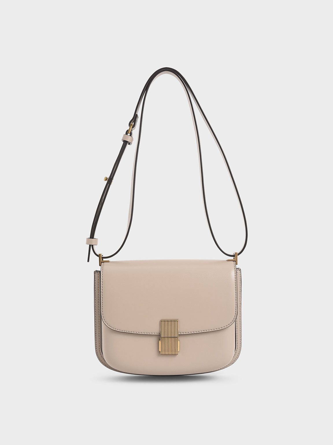 

Metallic Push-Lock Shoulder Bag, Sand