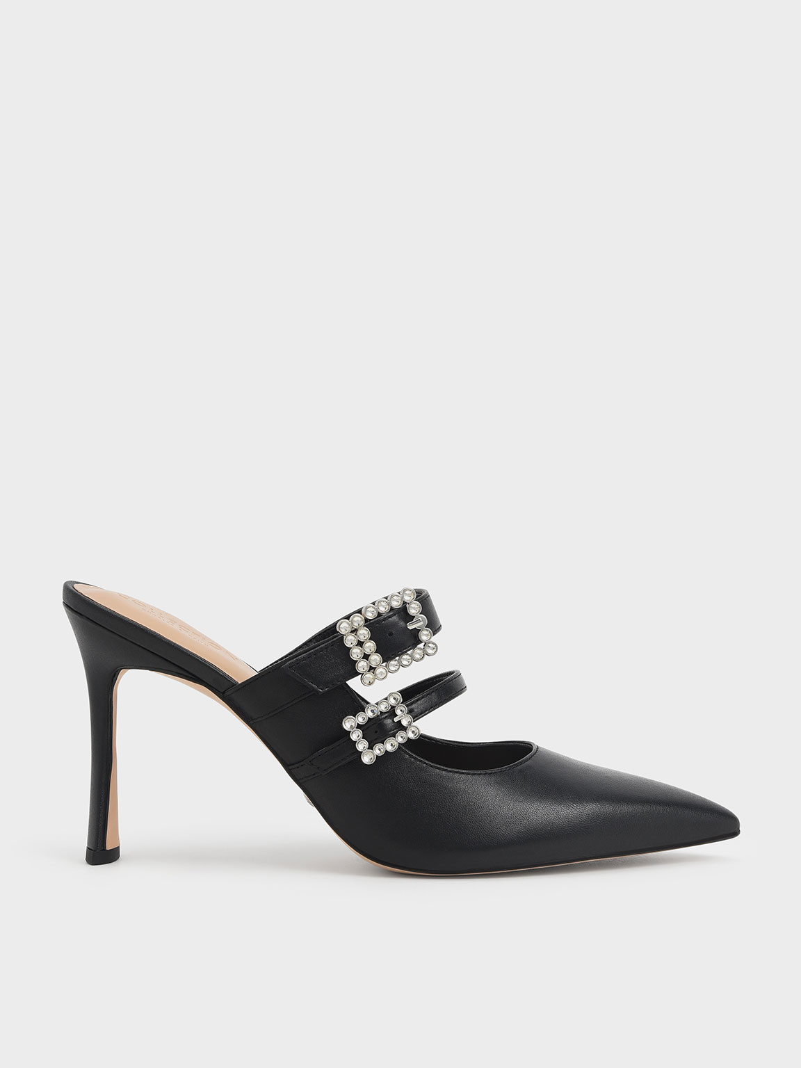 

Leather Gem-Embellished Stiletto Mules