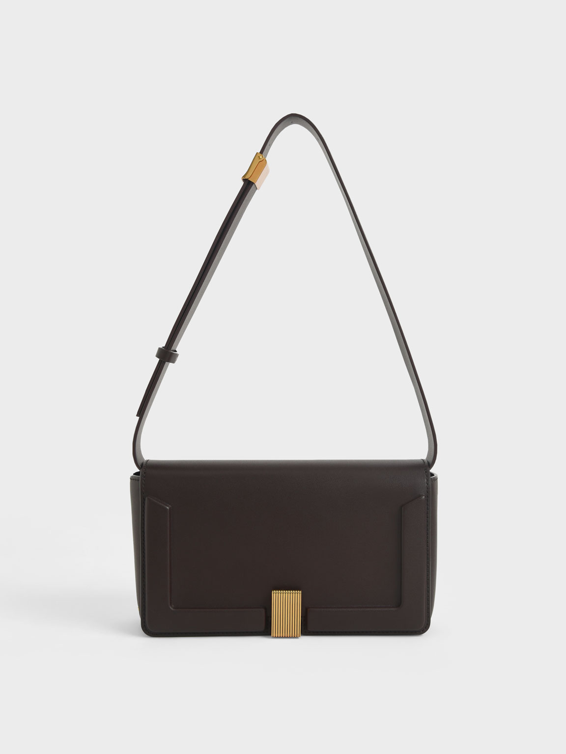 

Elyse Turn-Lock Shoulder Bag, Dark oak