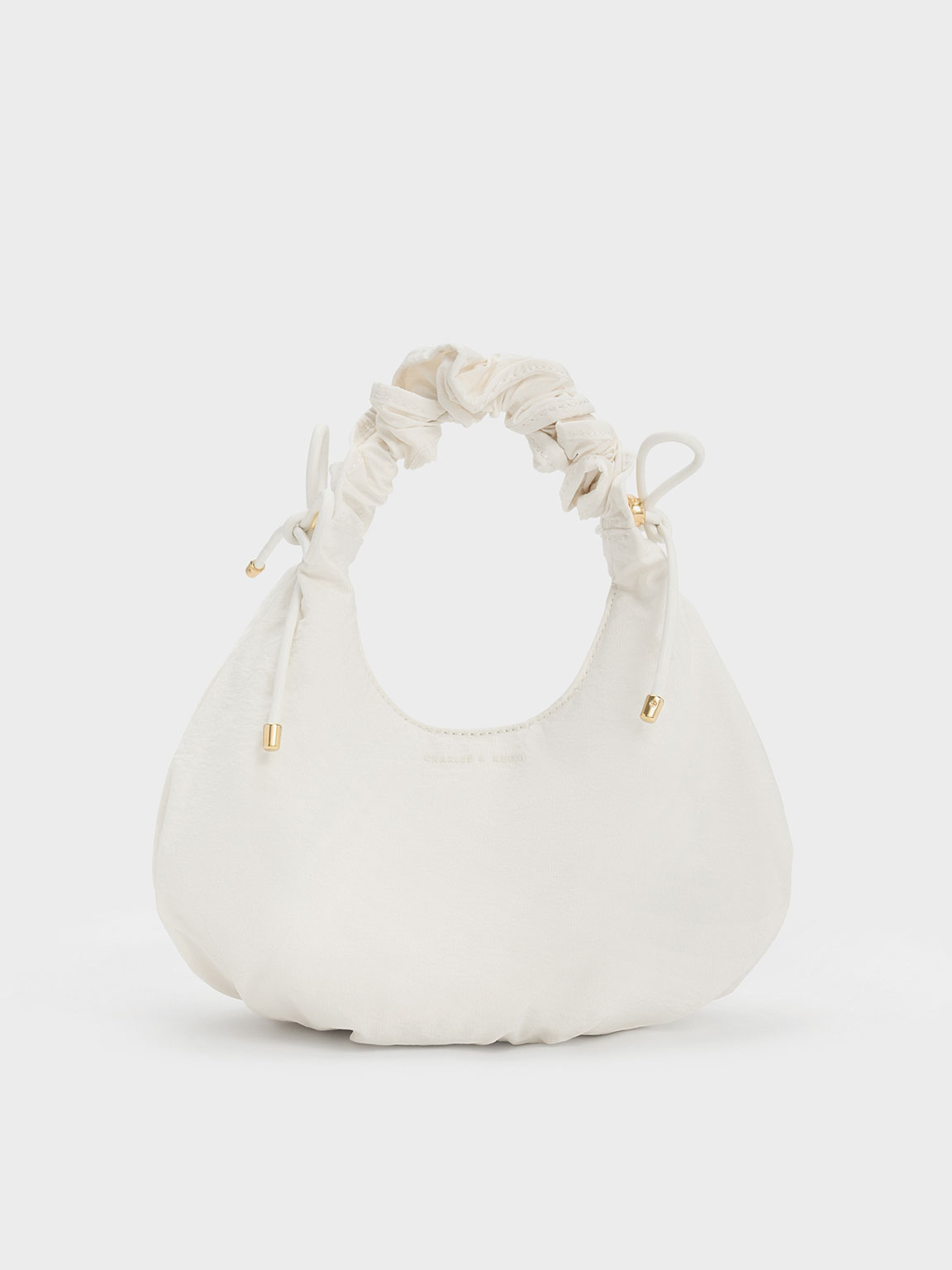 Charles & Keith Maisy Ruched Nylon Bag In White