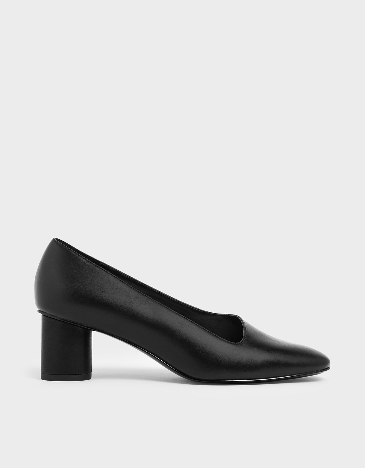 

Asymmetric-Cut Cylindrical Heel Pumps, Black