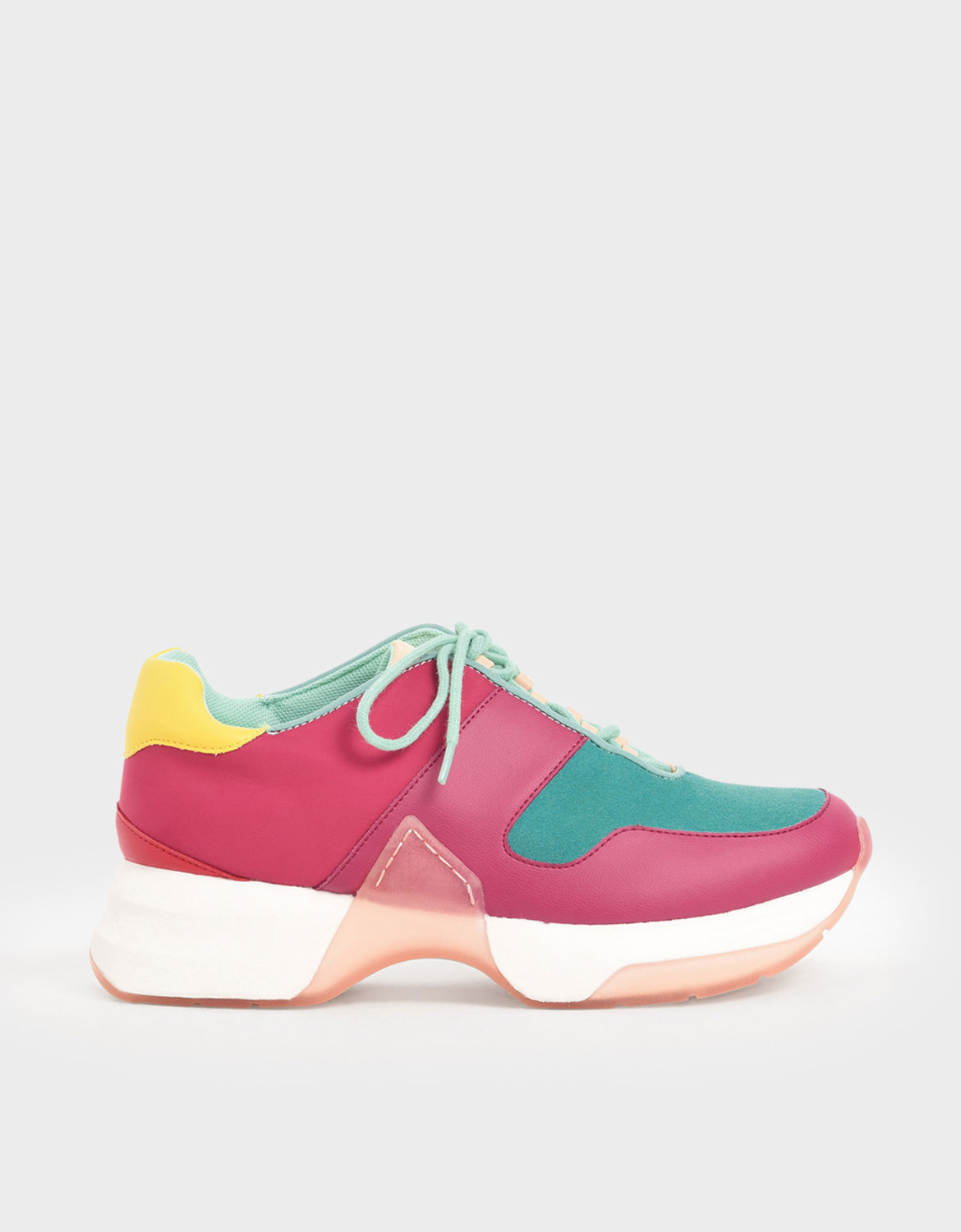 

Textured Lace-Up Sneakers, Teal