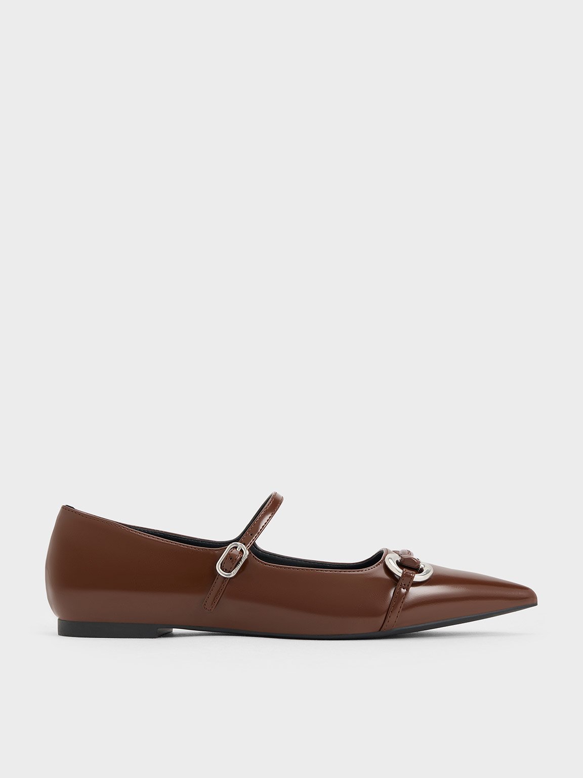 Charles & Keith - Metallic Accent Pointed-Toe Mary Janes
