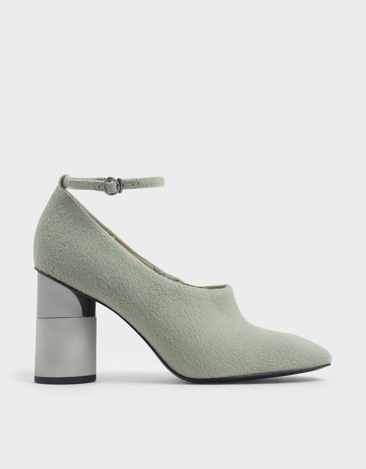 

Ankle Strap Concrete Heel Pump, Sage green