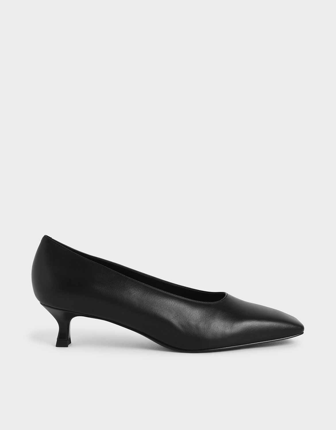 

Square Toe Kitten Heel Court Shoes, Black