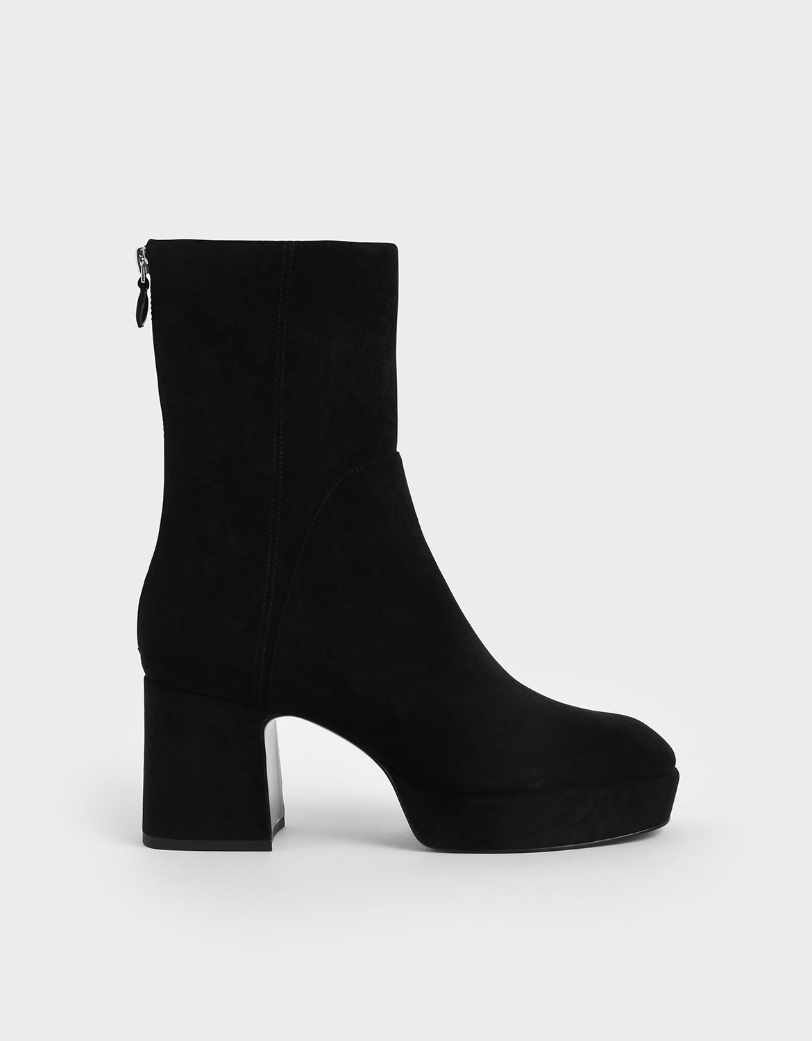 

Textured Platform Ankle Boots, Black