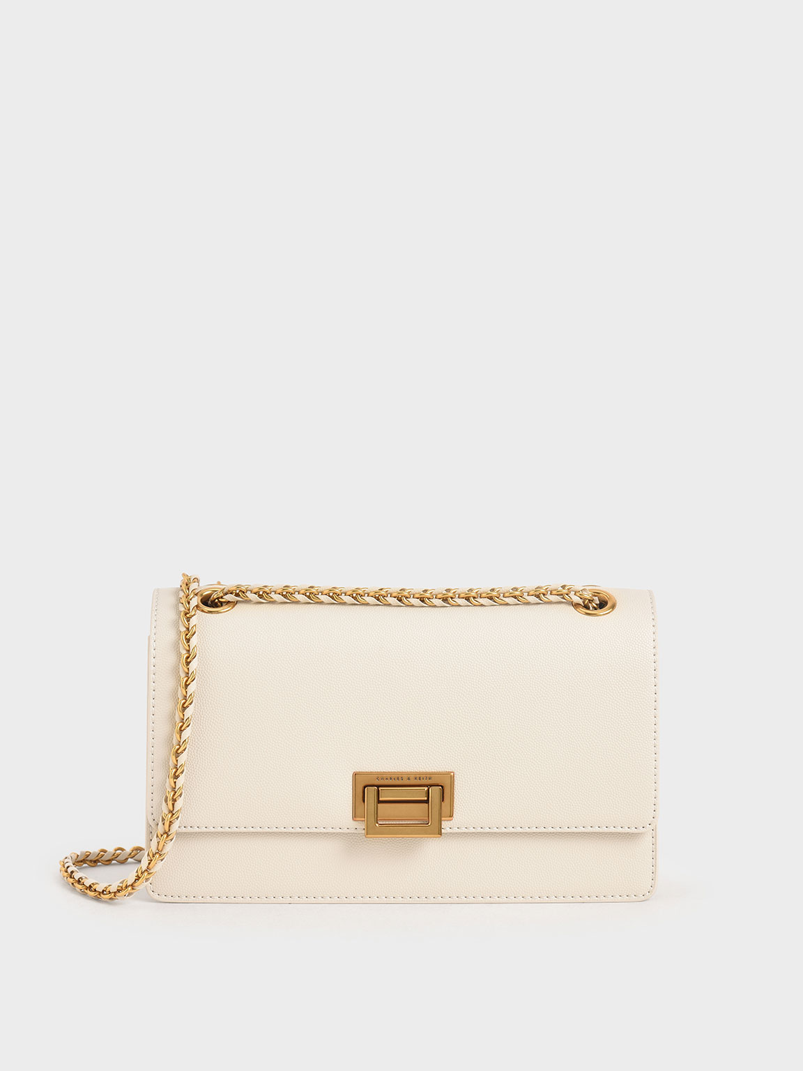 

Chain Strap Evening Bag, Cream