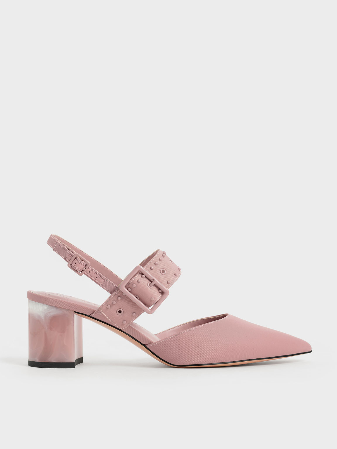 

The Anniversary Series: Sepphe Recycled Nylon Grommet Slingback Pumps, Pink