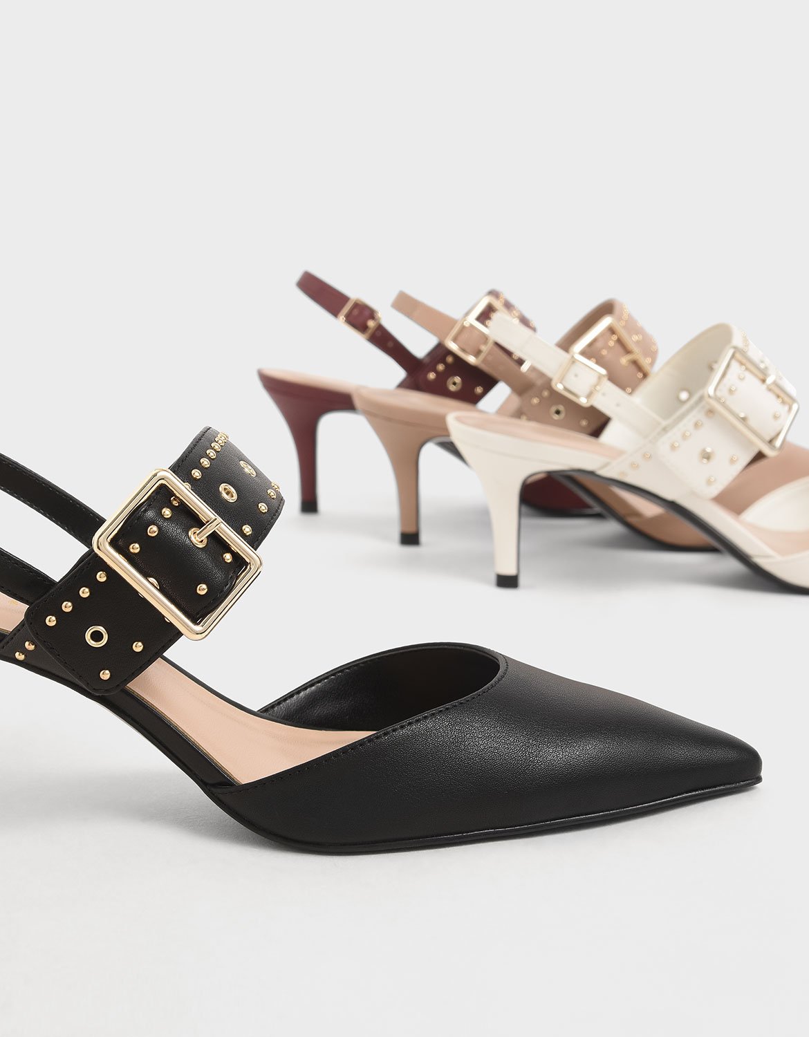

Studded Slingback Heels, Black