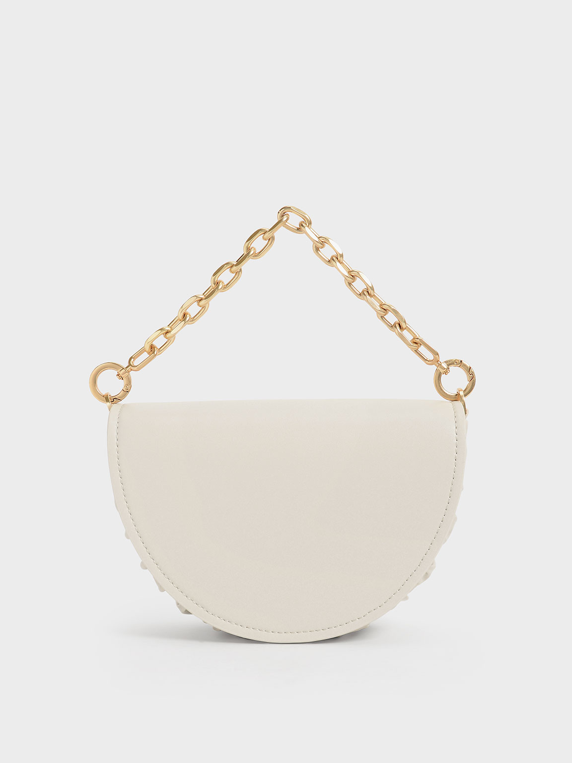 

Chain Handle Half Moon Bag, Cream