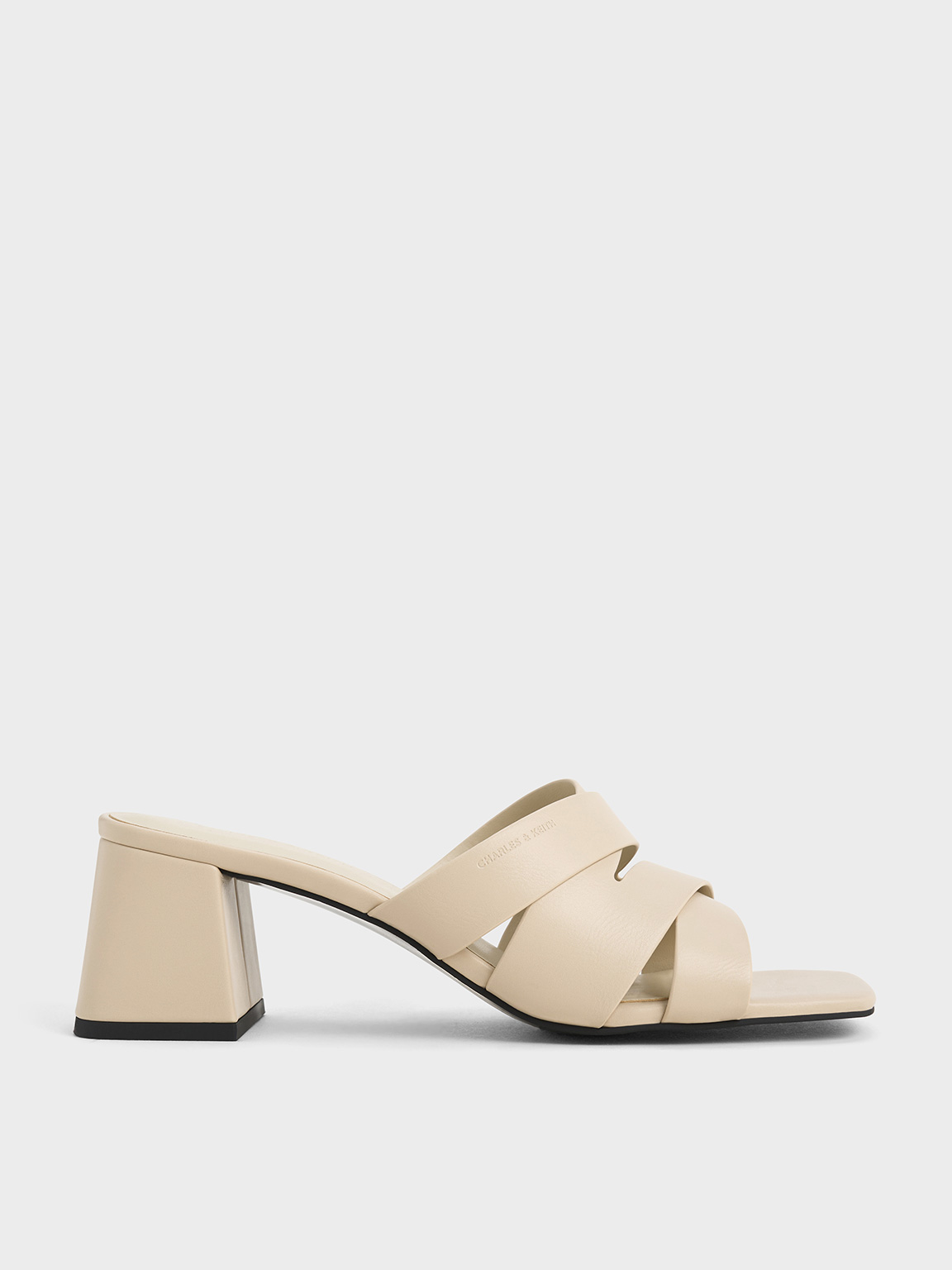 CHARLES & KEITH CHARLES & KEITH - CROSSOVER-STRAP SQUARE-TOE BLOCK-HEEL MULES