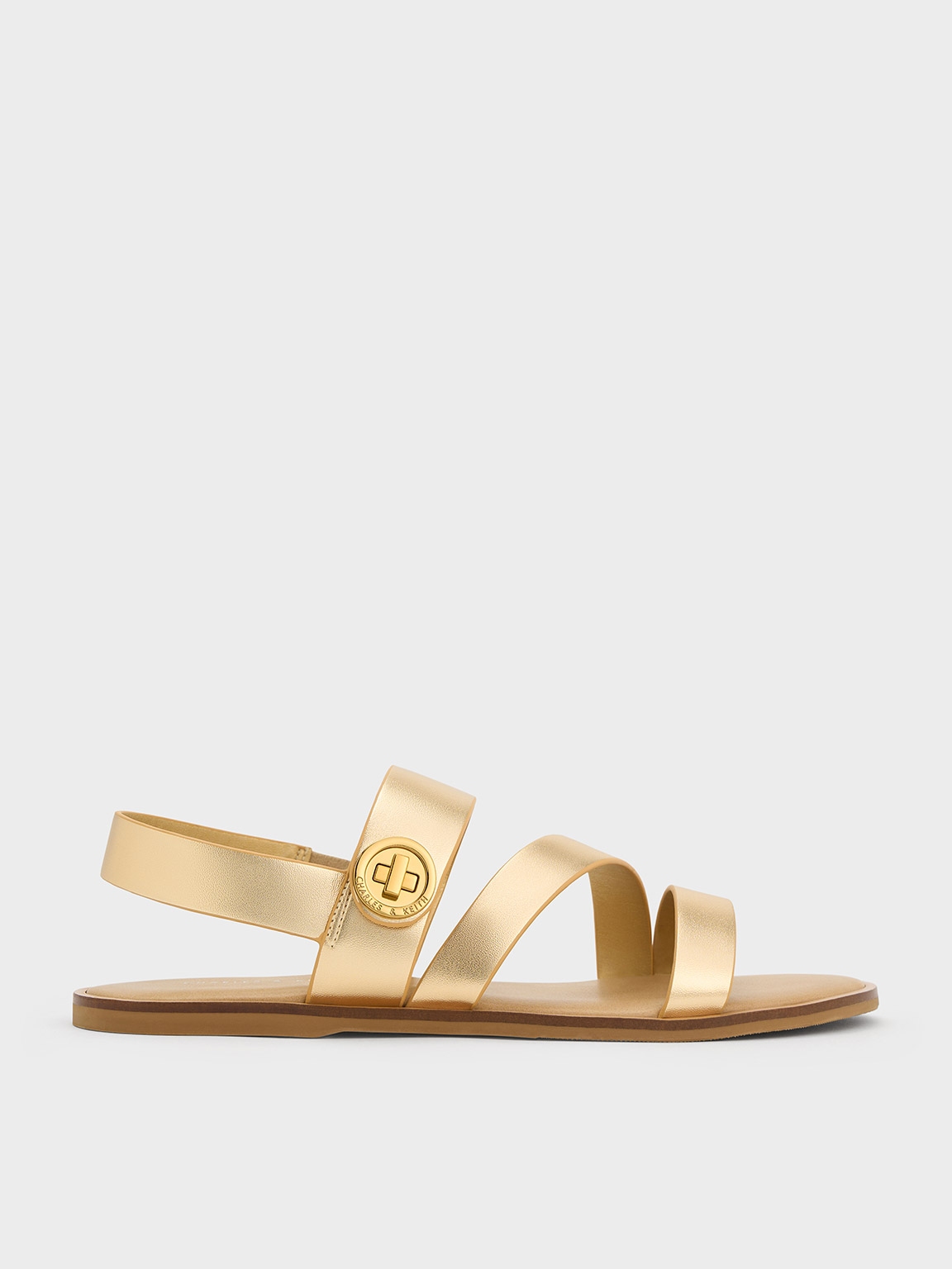 Yara Metallic Turn Lock Strappy Sandals