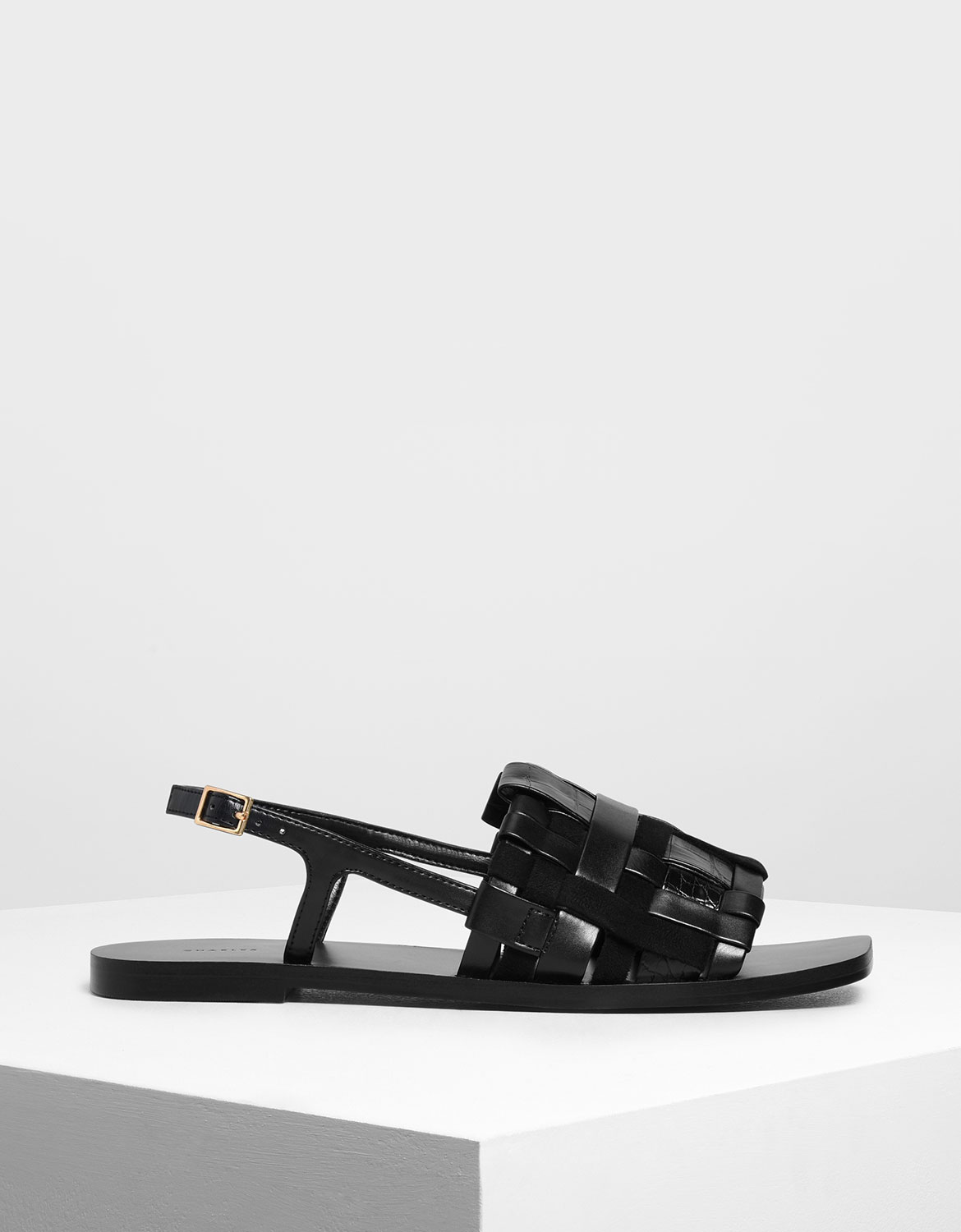 

Woven Slingback Sandals, Black
