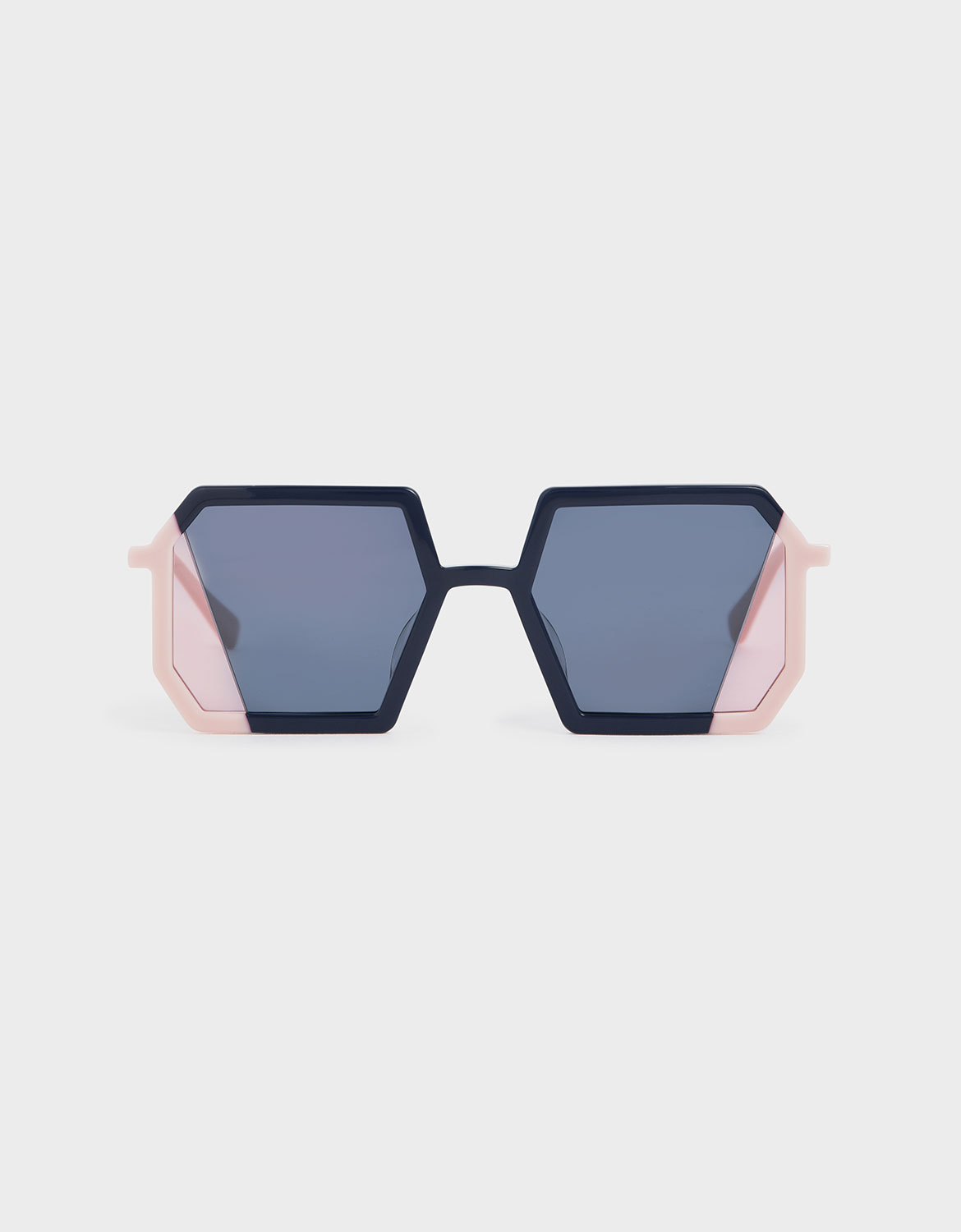 

Two-Tone Geometric Sunglasses, Dark blue
