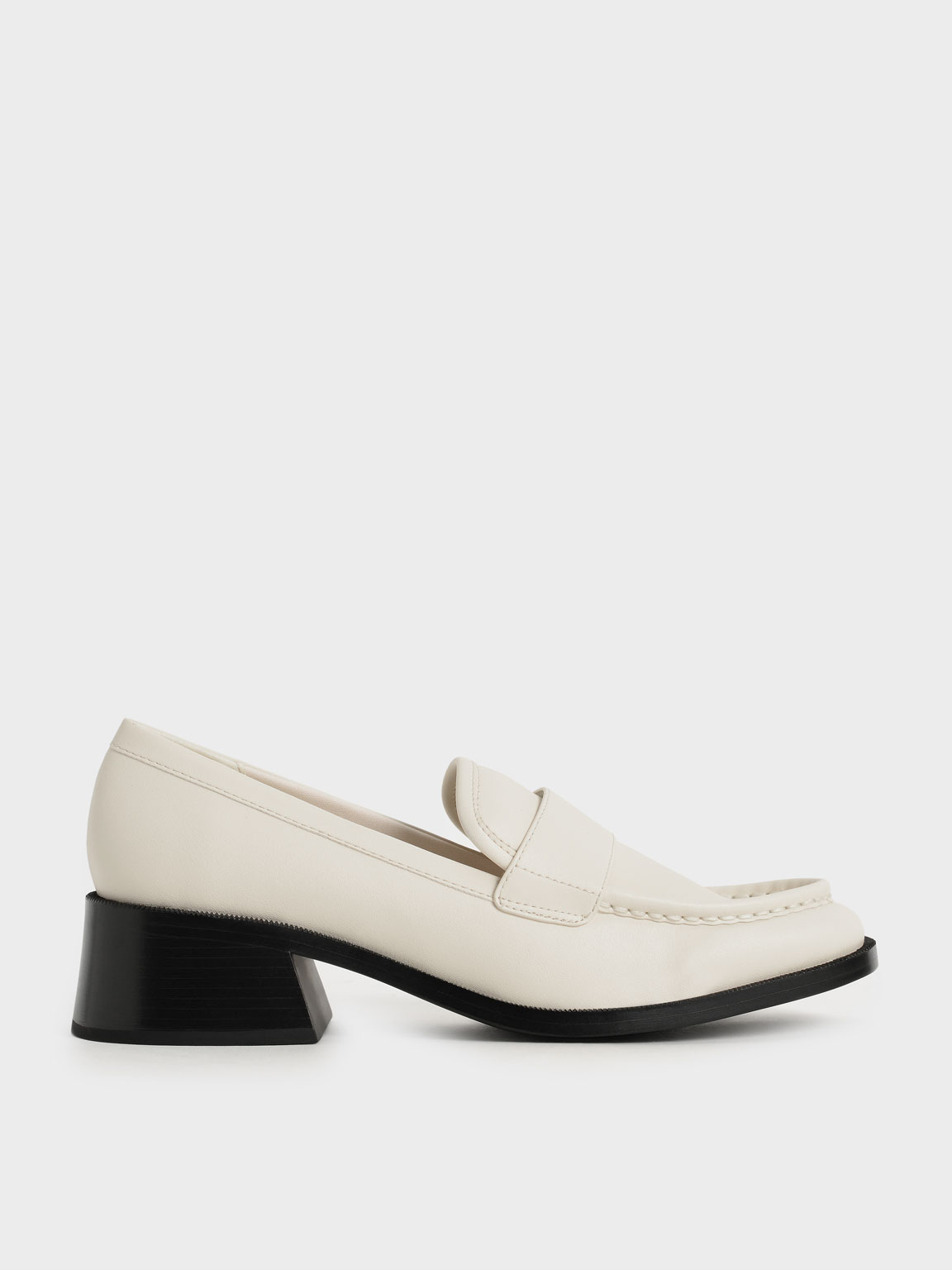 

Block Heel Penny Loafers, Chalk
