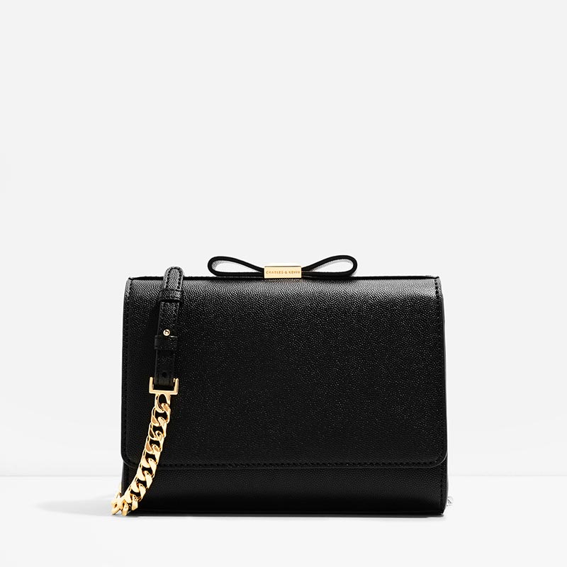 

Bow Detail Clutch, Black