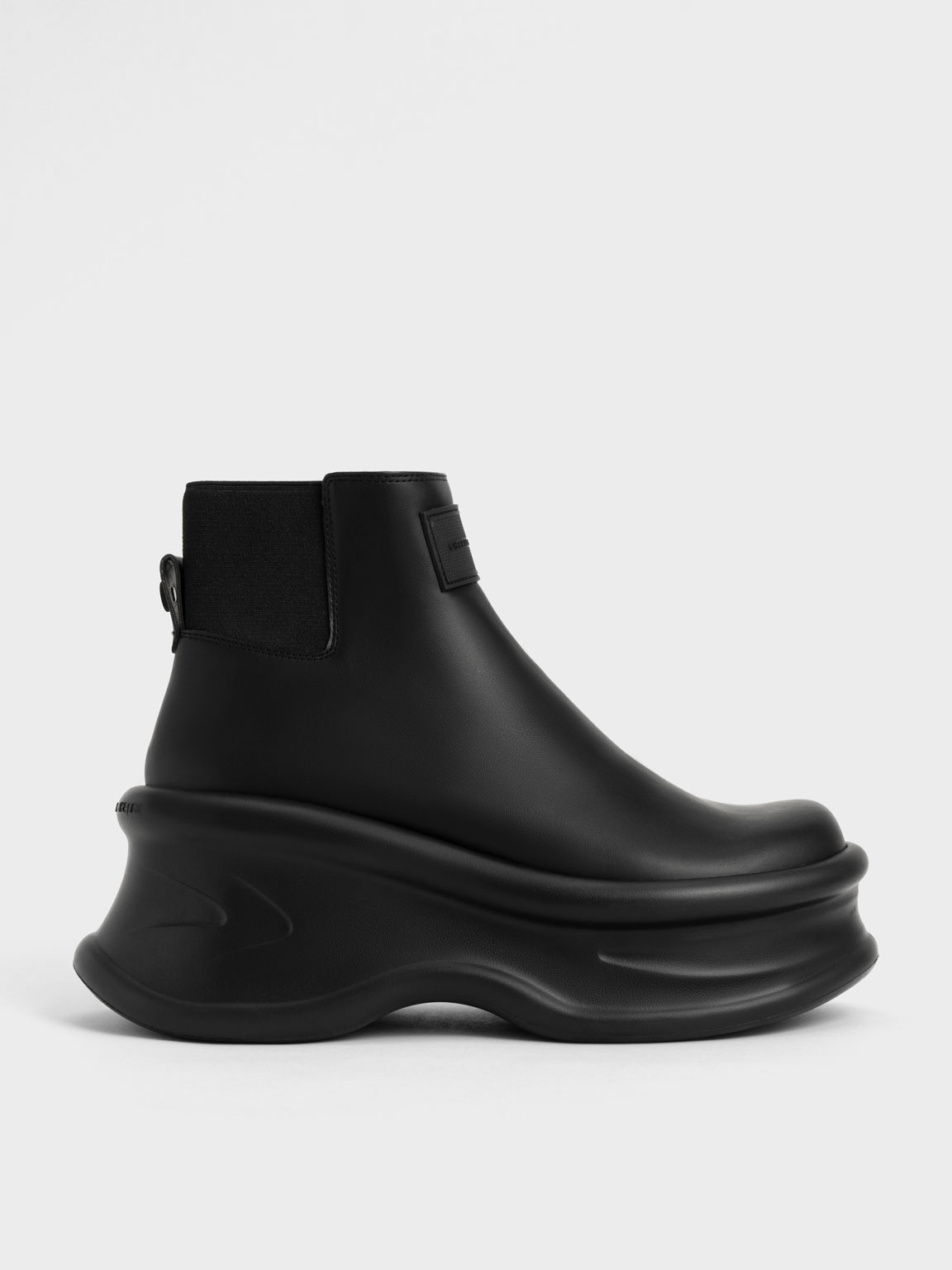 Charles Keith Curved Platform Ankle Boots In Black ModeSens