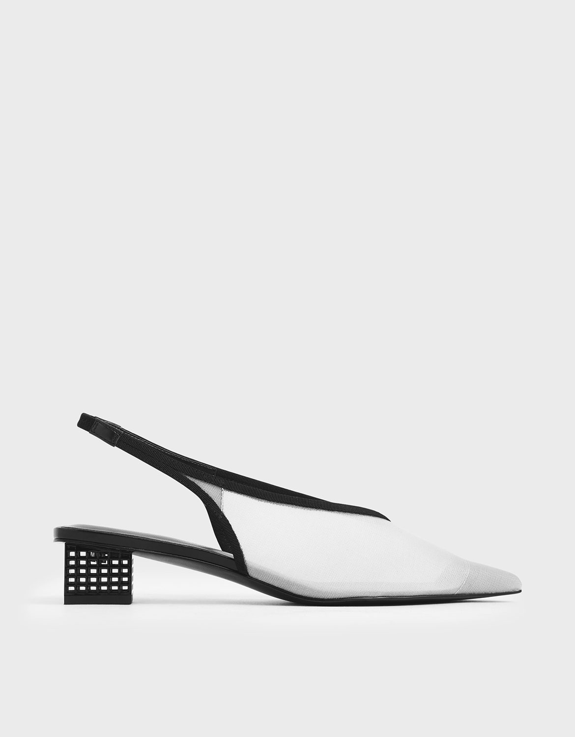 

Mesh Slingback Heels, White
