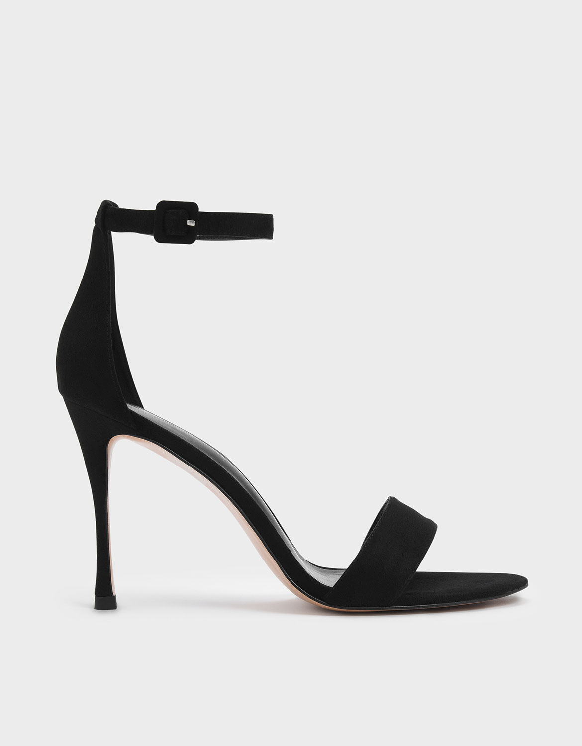 

Textured Ankle Strap Stiletto Heels, Black