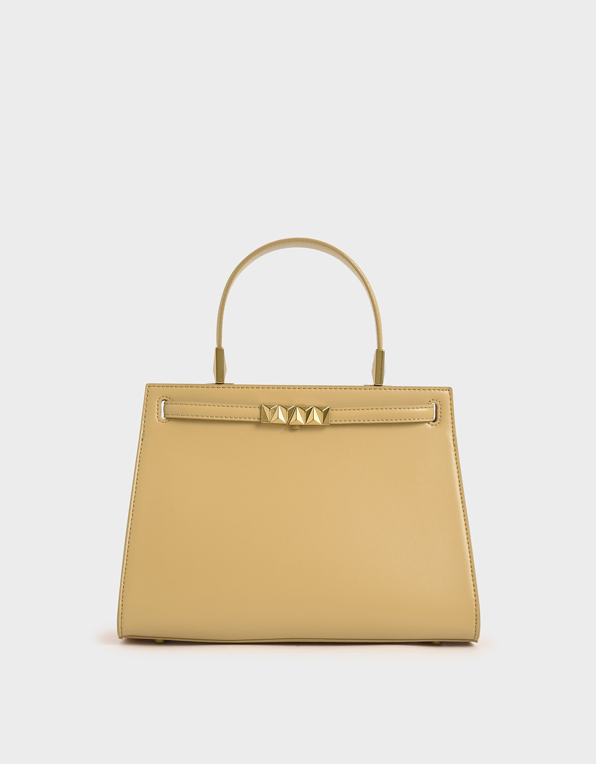 

Metallic Push-Lock Trapeze Bag, Yellow