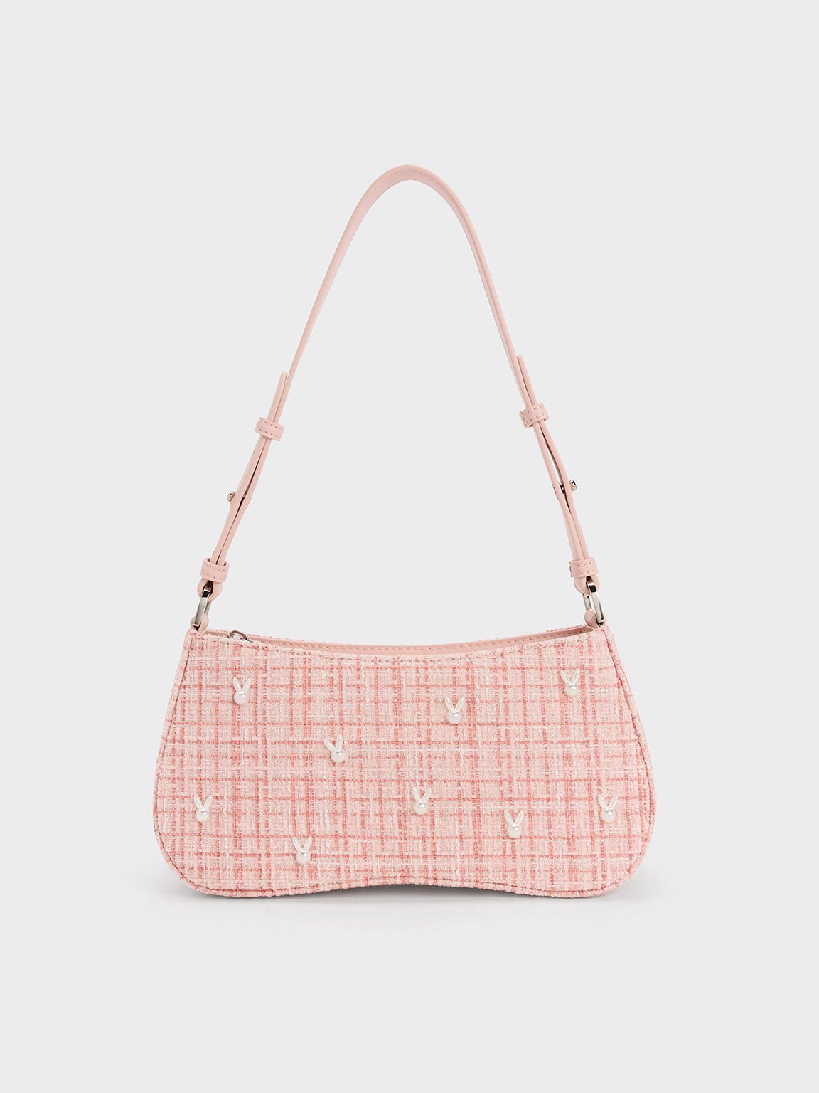 Charles Keith Bunny Tweed Shoulder Bag In Pink ModeSens - Main Image