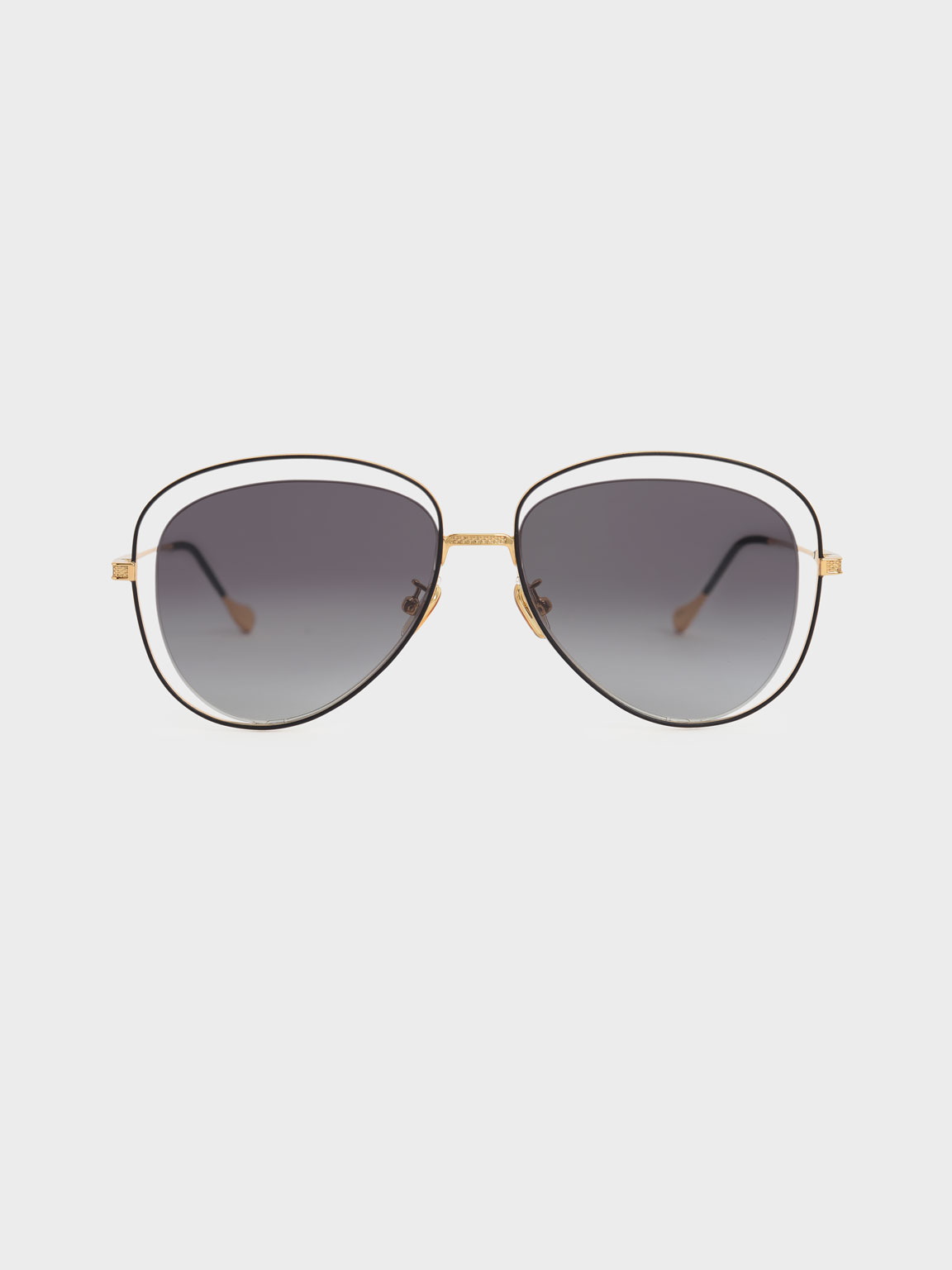 

Cut-Out Aviator Sunglasses, Black