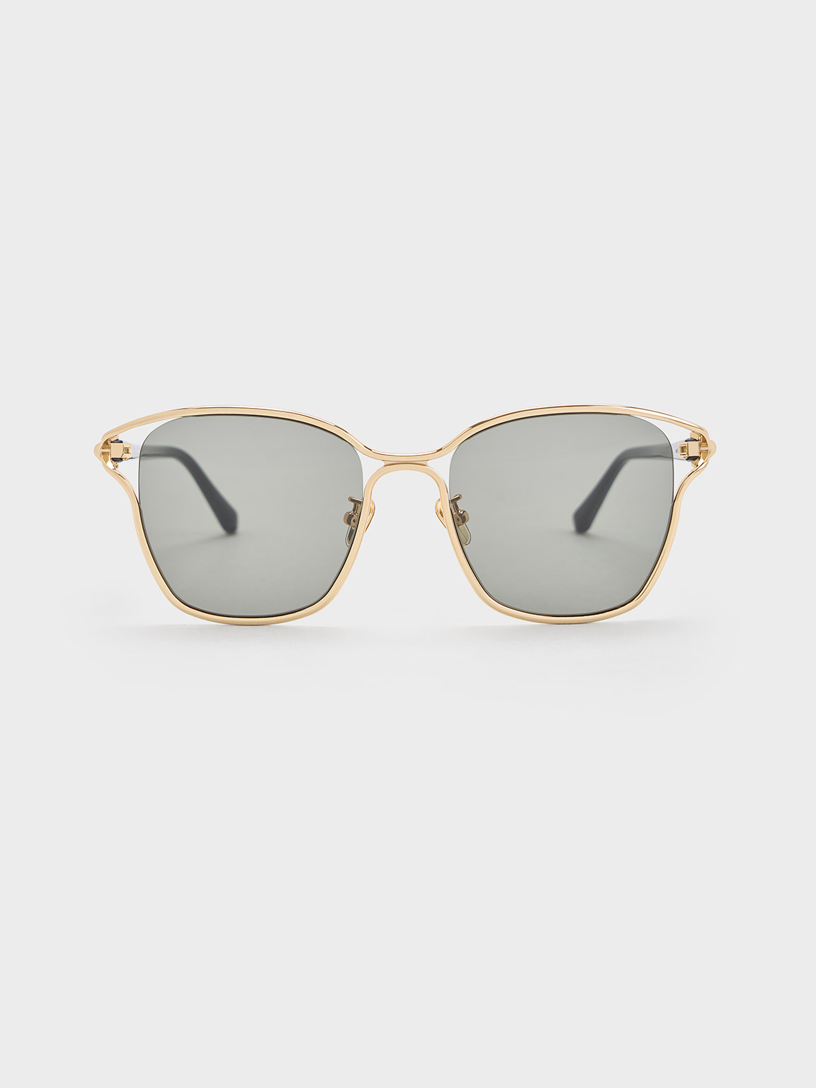 Shop Charles & Keith Recycled Acetate Sculptural-knot Butterfly Sunglasses In Gold