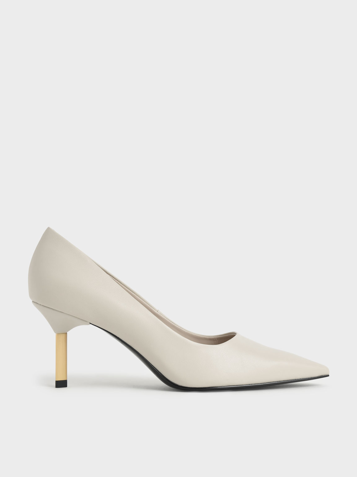 

Metallic Stiletto Heel Pumps, Chalk