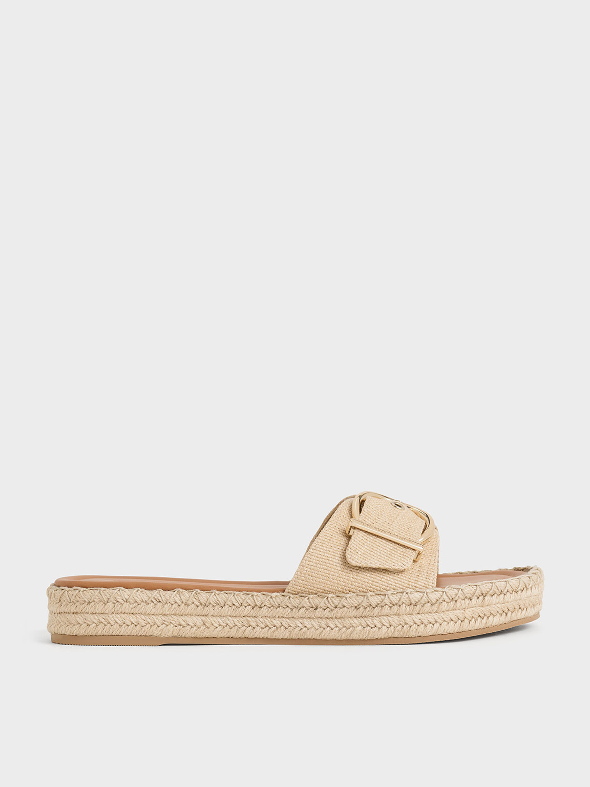 Shop Charles & Keith - Buckled Woven Espadrille Sandals