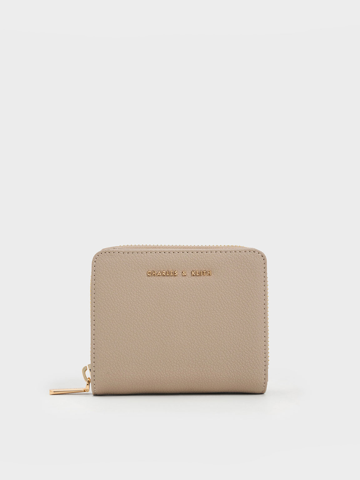 Taupe Zip-Around Small Wallet - CHARLES & KEITH UK