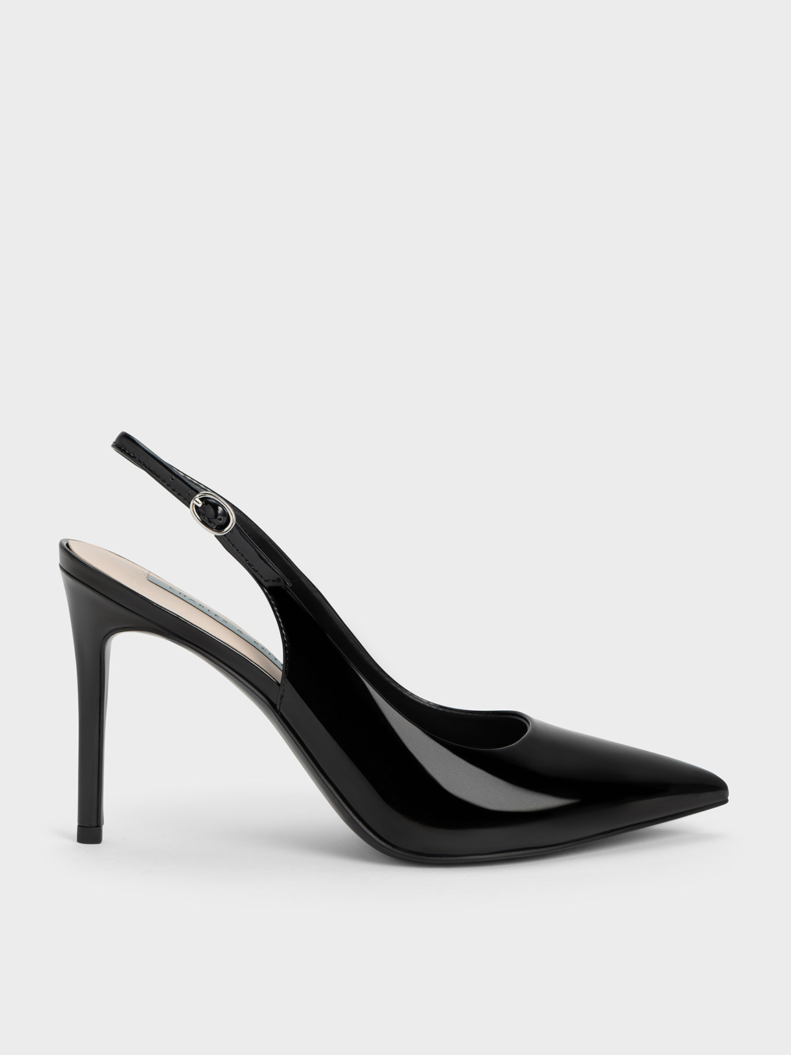 Black Patent Stiletto Heel Slingback Pumps - CHARLES & KEITH UK