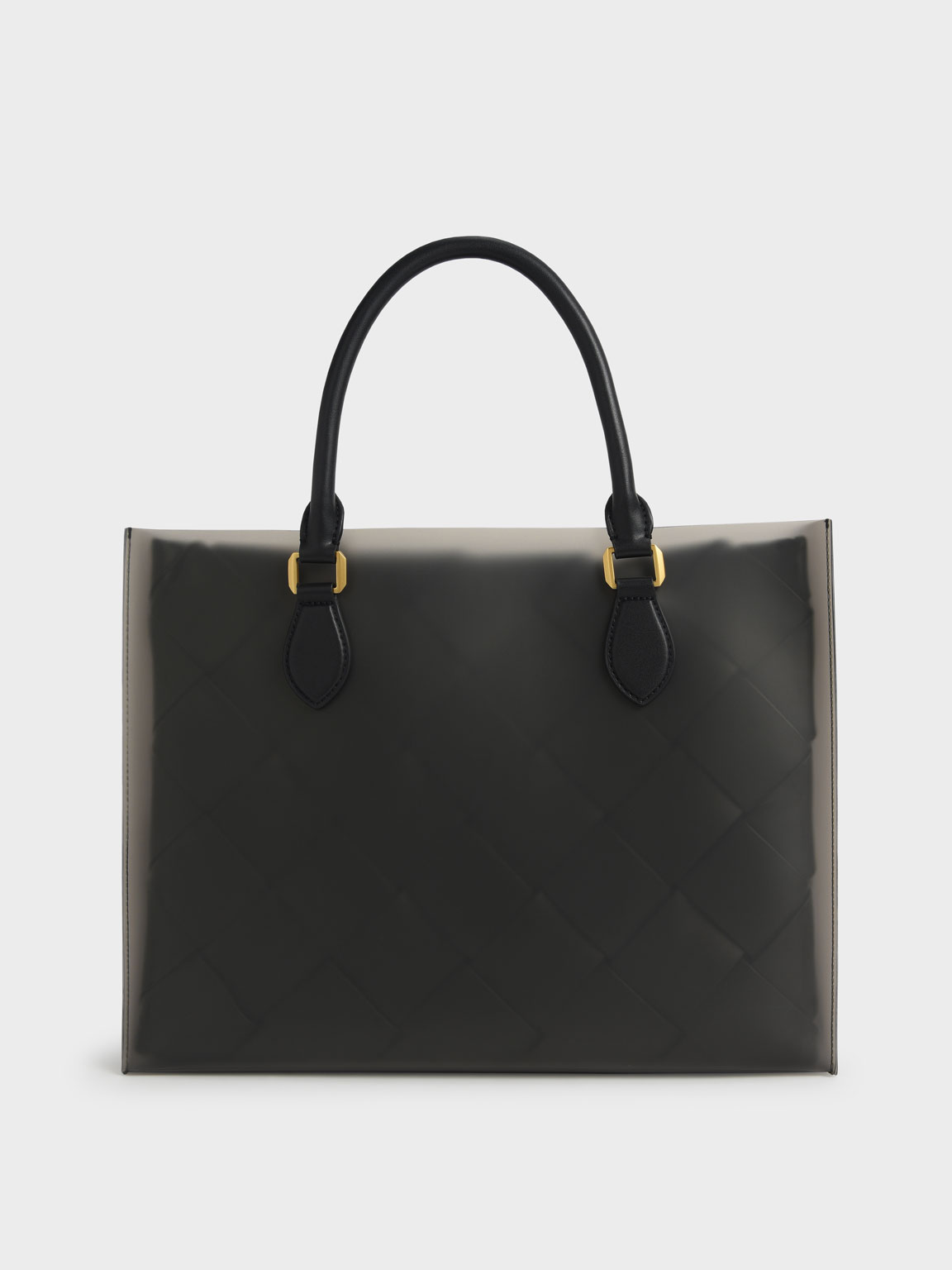

Woven Double Top Handle Bag, Black