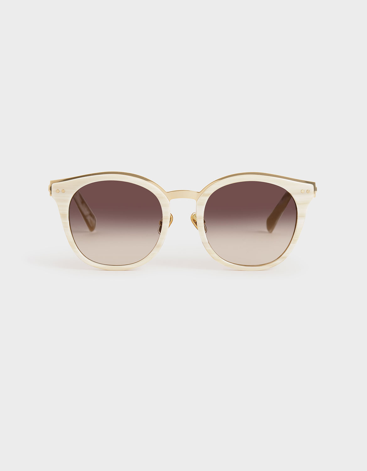 

Acetate Frame Wayfarer Sunglasses, Cream