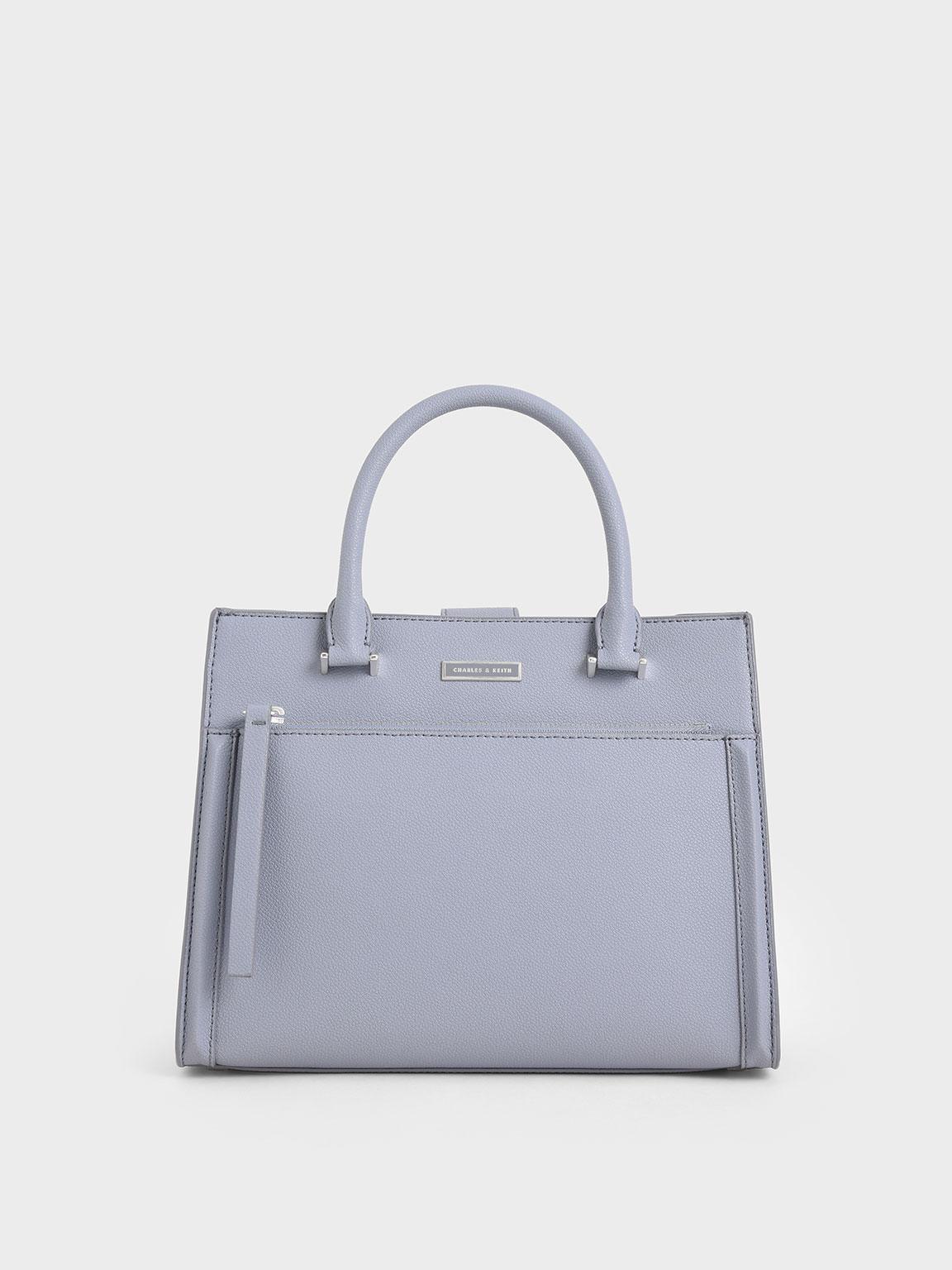 

Double Handle Front Zip Tote, Light blue