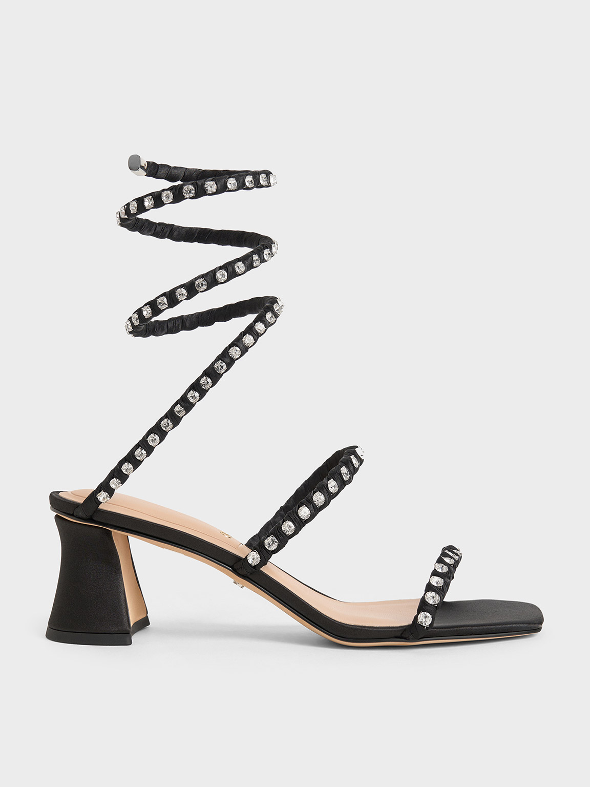CHARLES & KEITH CHARLES & KEITH - GOLDIE RECYCLED POLYESTER GEM-ENCRUSTED SPIRAL SANDALS