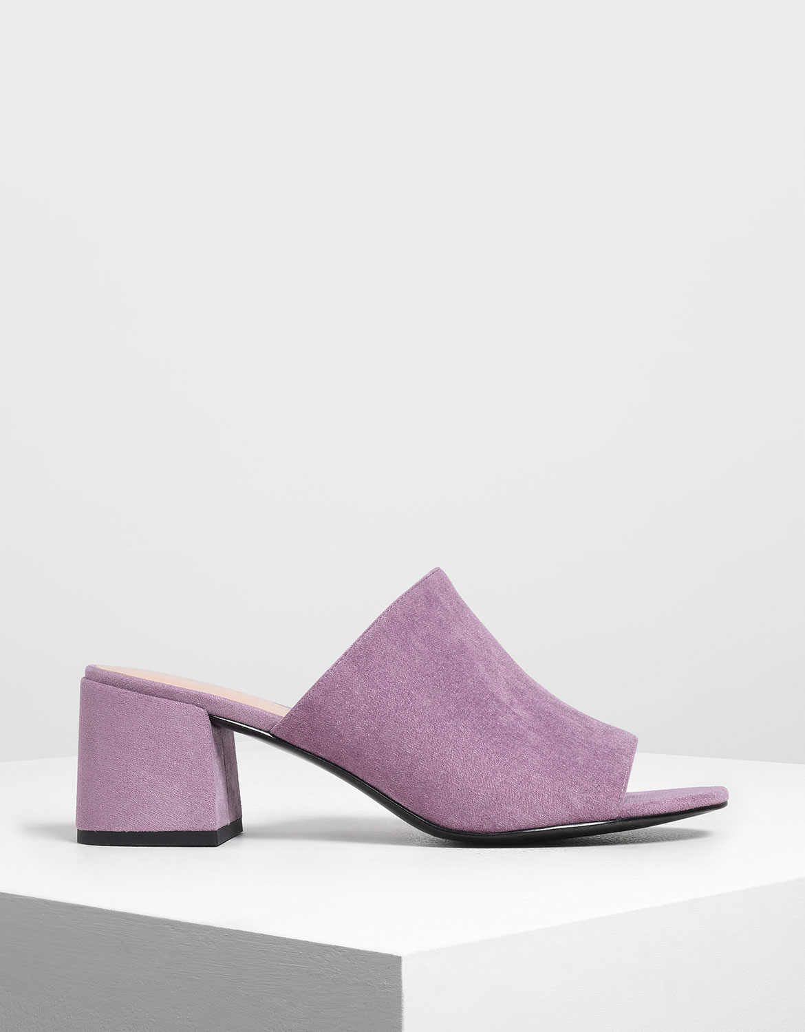 

Suede Block Heel Slide Sandals, Lilac