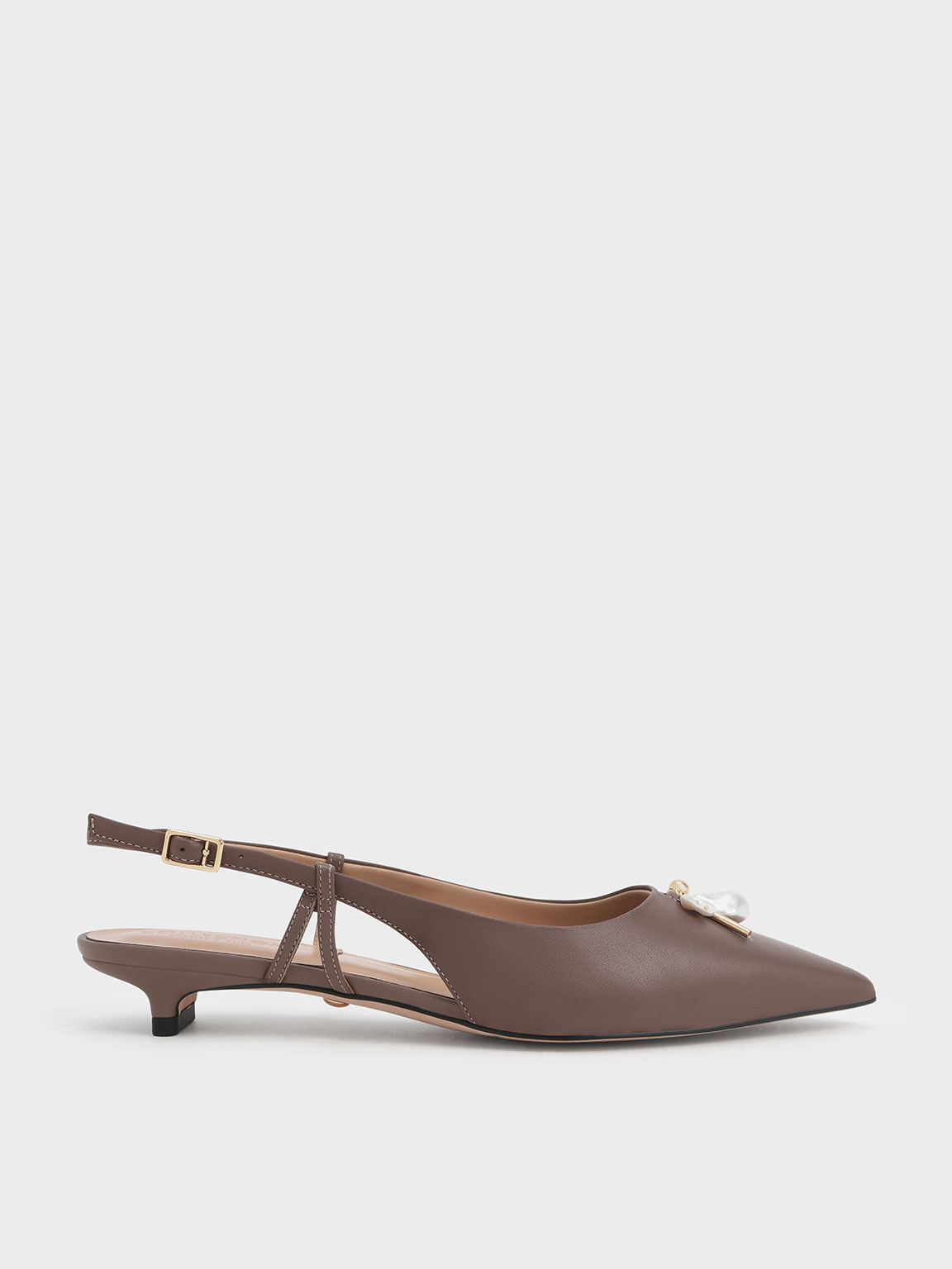 

Leather Pearl-Embellished Slingback Pumps