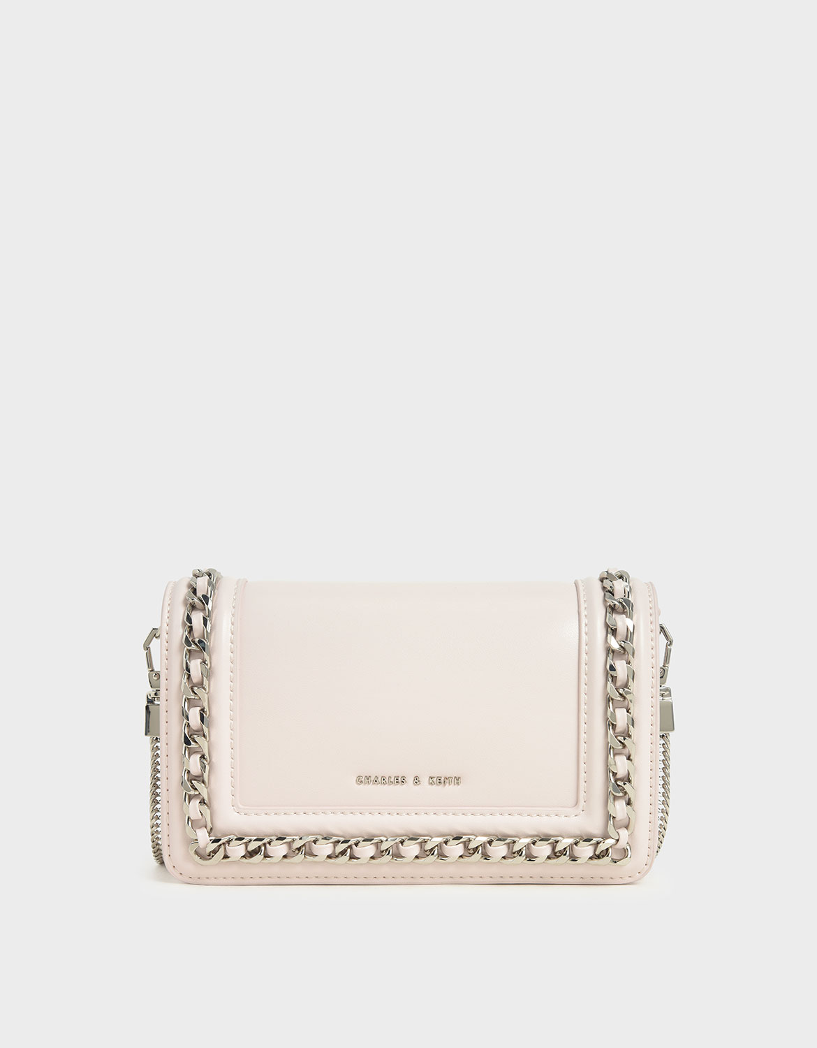 

Chain-Trimmed Clutch, Pink